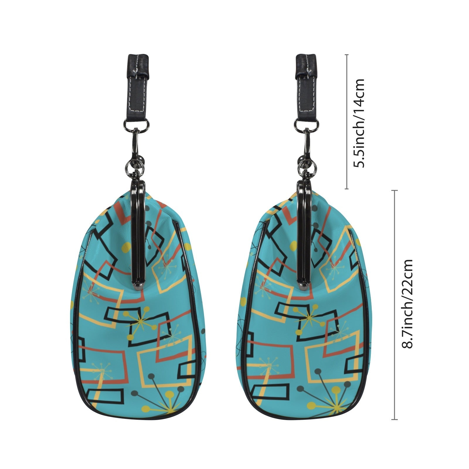 Kate McEnroe New York Atomic Starburst Kiss Lock Handbag Mid Century Modern Turquoise PurseCrossbody BagsD3270088