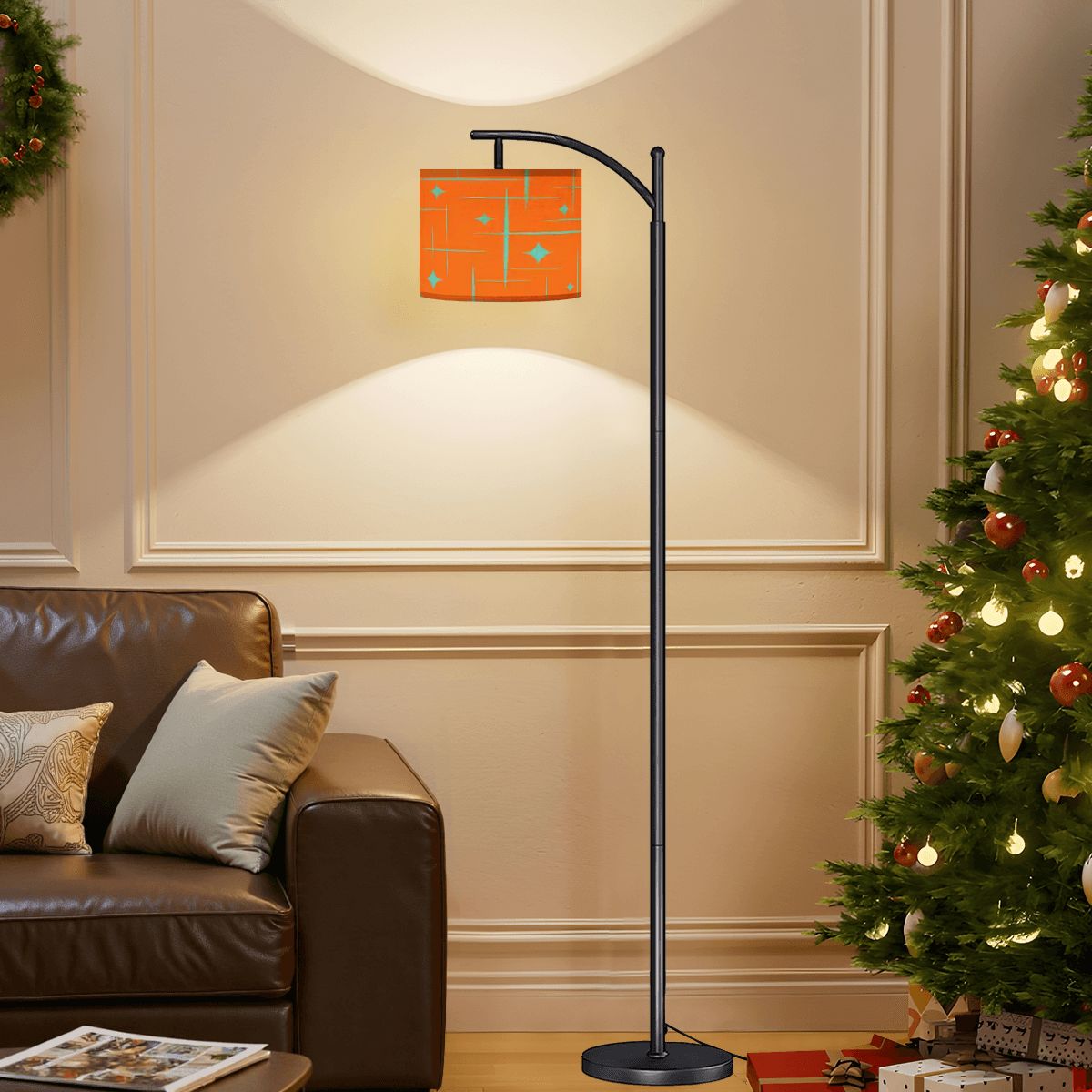 Kate McEnroe New York Atomic Starburst Mid Century Modern Arc Floor Lamp, Retro 50s Lighting AccentArc Floor Lampsdot2RUZ3xA