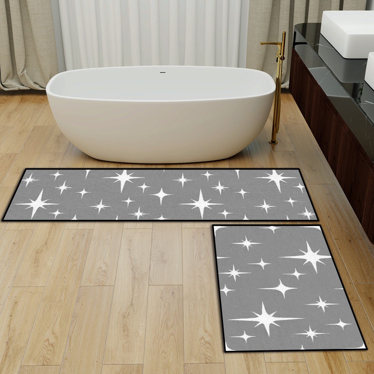 Kate McEnroe New York Atomic Starburst Mid Century Modern Kitchen Mat Set, Retro 1950s RugsKitchen Floor MatsxNnA5Z03KA