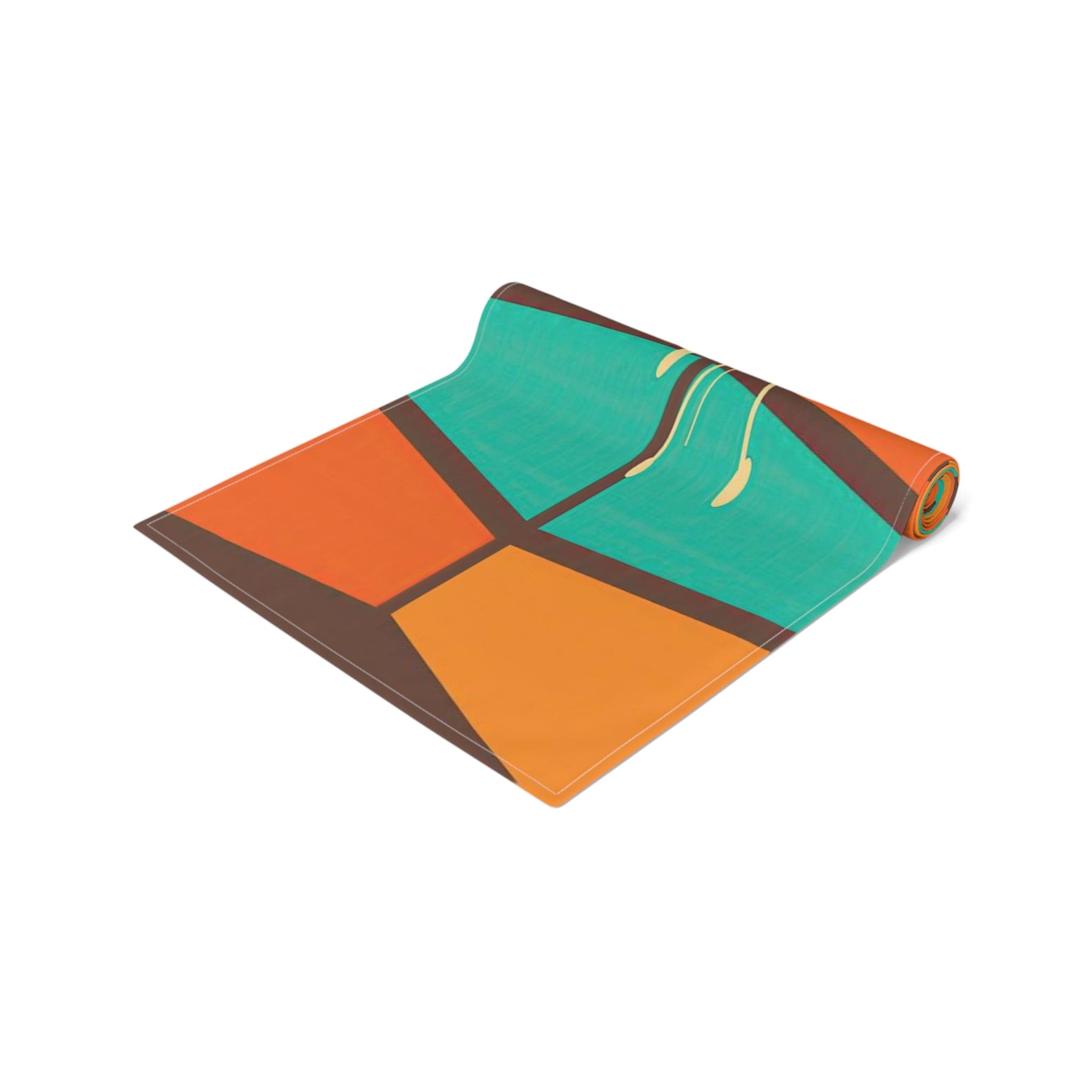 Kate McEnroe New York Atomic Starburst Mid Century Modern Table Runner, Retro 50s Vintage Style Burnt Orange, Teal, Mustard Yellow Geometric Abstract Table LinensTable Runners18602906657079395183