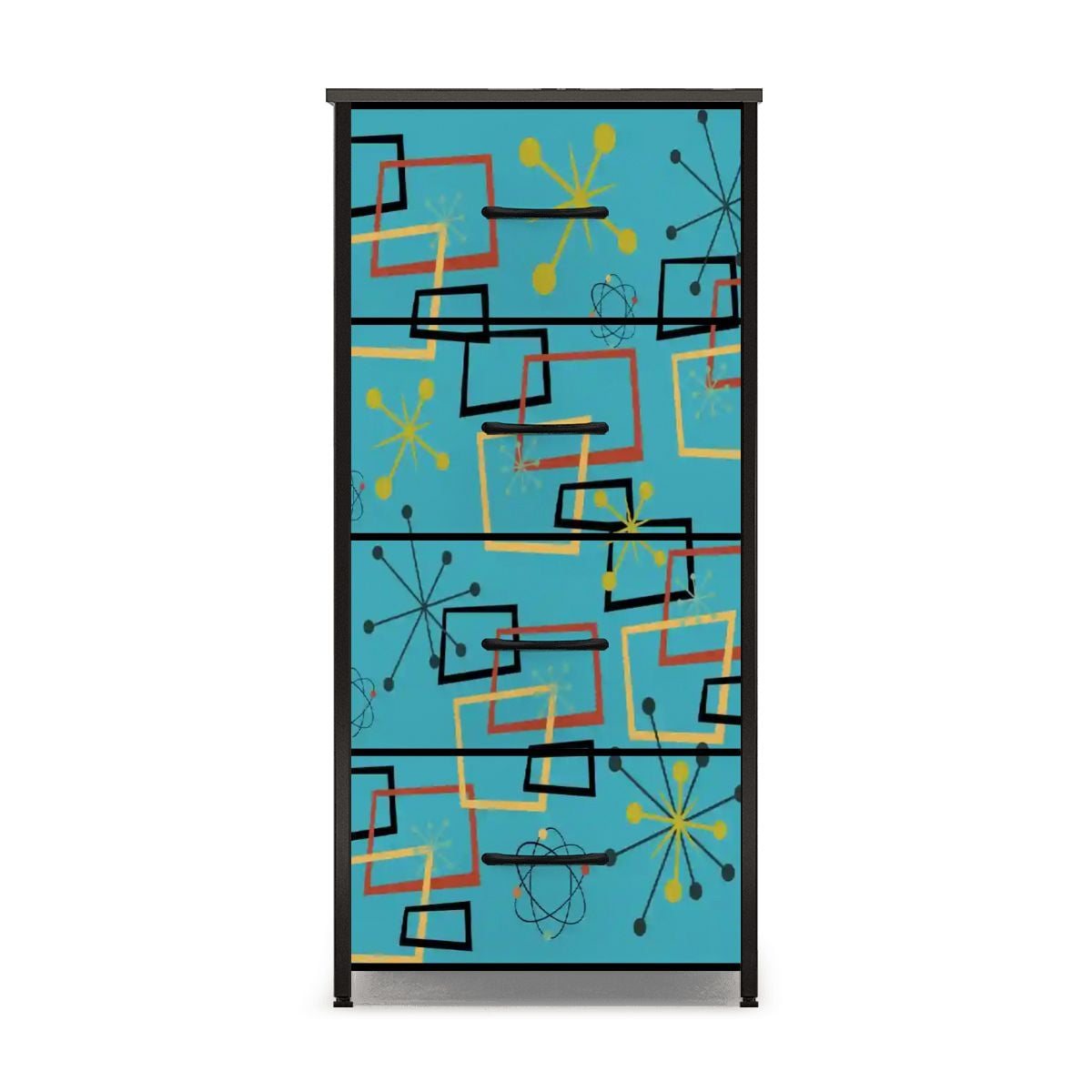 Kate McEnroe New York Atomic Starburst Sputnik Mid Century Modern Teal 4 Drawer DresserDressers1mnWYzPXyd