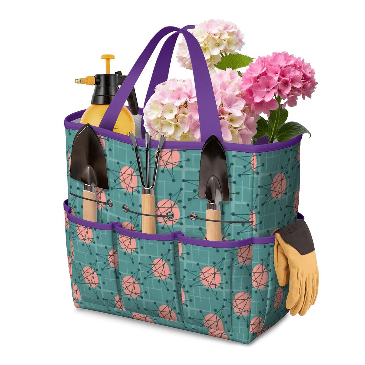 Kate McEnroe New York Atomic Starburst Teal Mid Century Modern Garden Tool BagGarden Tool BagSAkHEKe6Oq