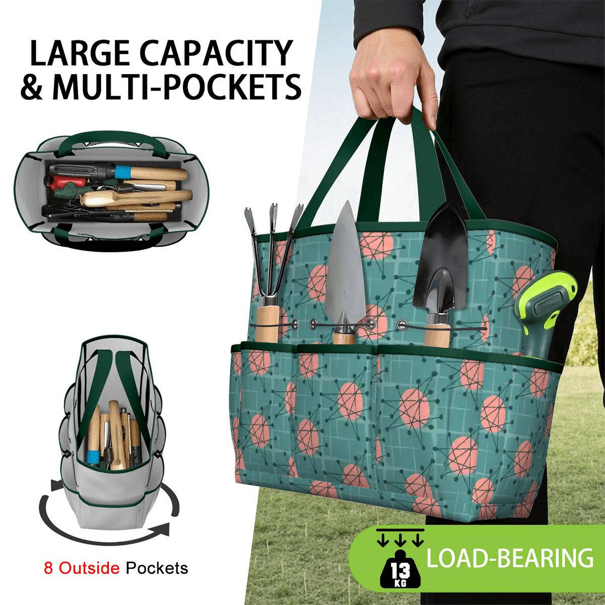 Kate McEnroe New York Atomic Starburst Teal Mid Century Modern Garden Tool BagGarden Tool BaguVS0pyVAZ8