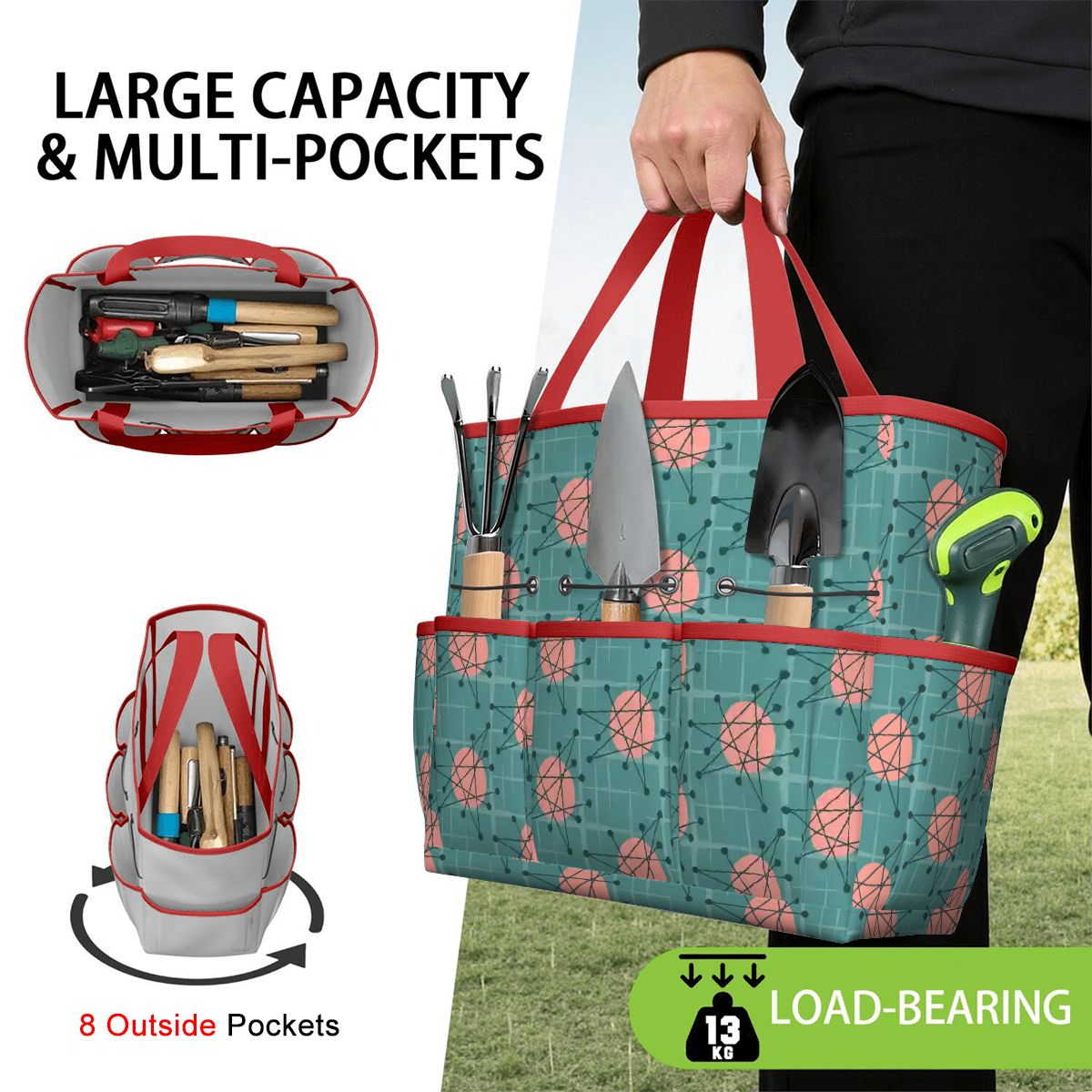 Kate McEnroe New York Atomic Starburst Teal Mid Century Modern Garden Tool BagGarden Tool BaguVS0pyVAZ8