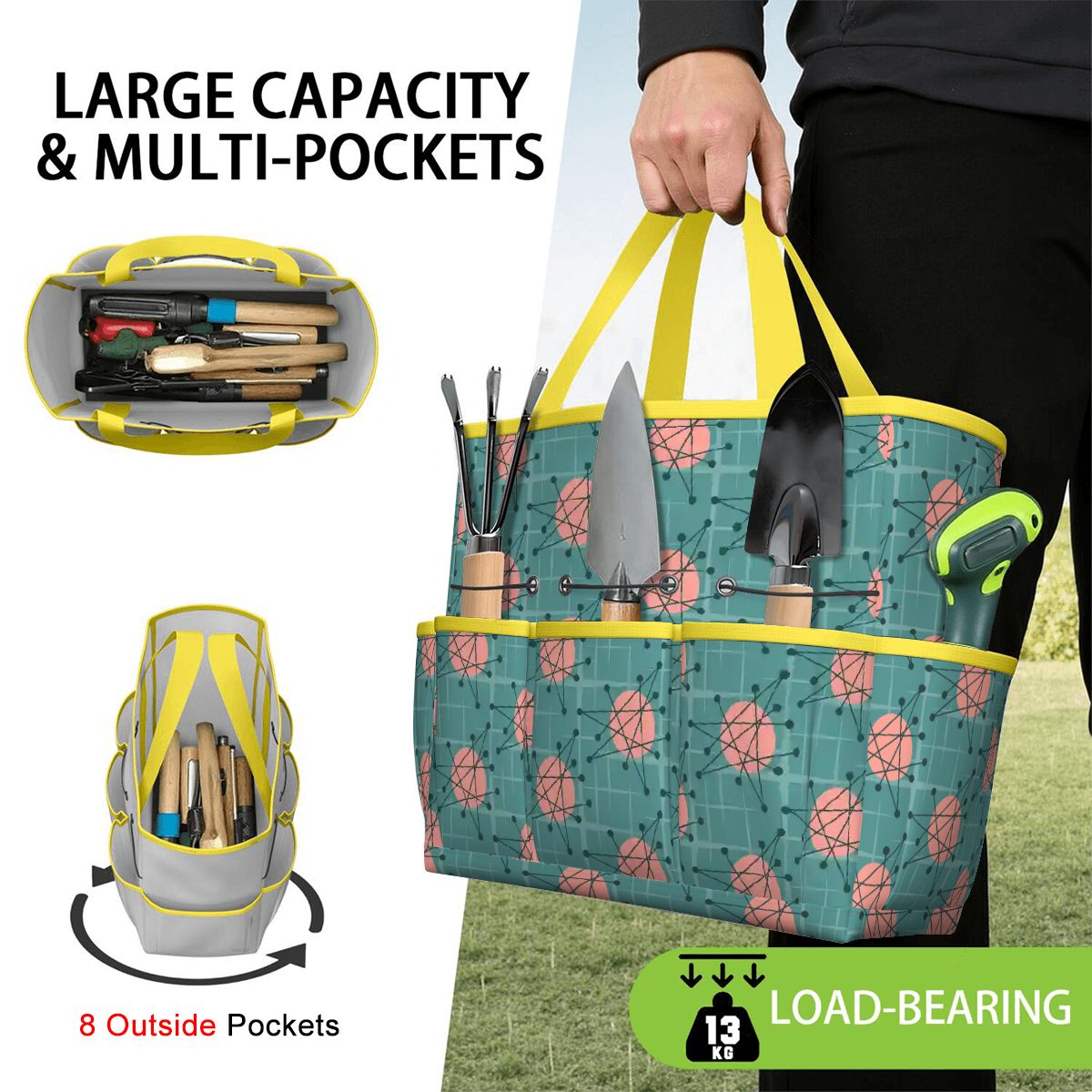 Kate McEnroe New York Atomic Starburst Teal Mid Century Modern Garden Tool BagGarden Tool BaguVS0pyVAZ8