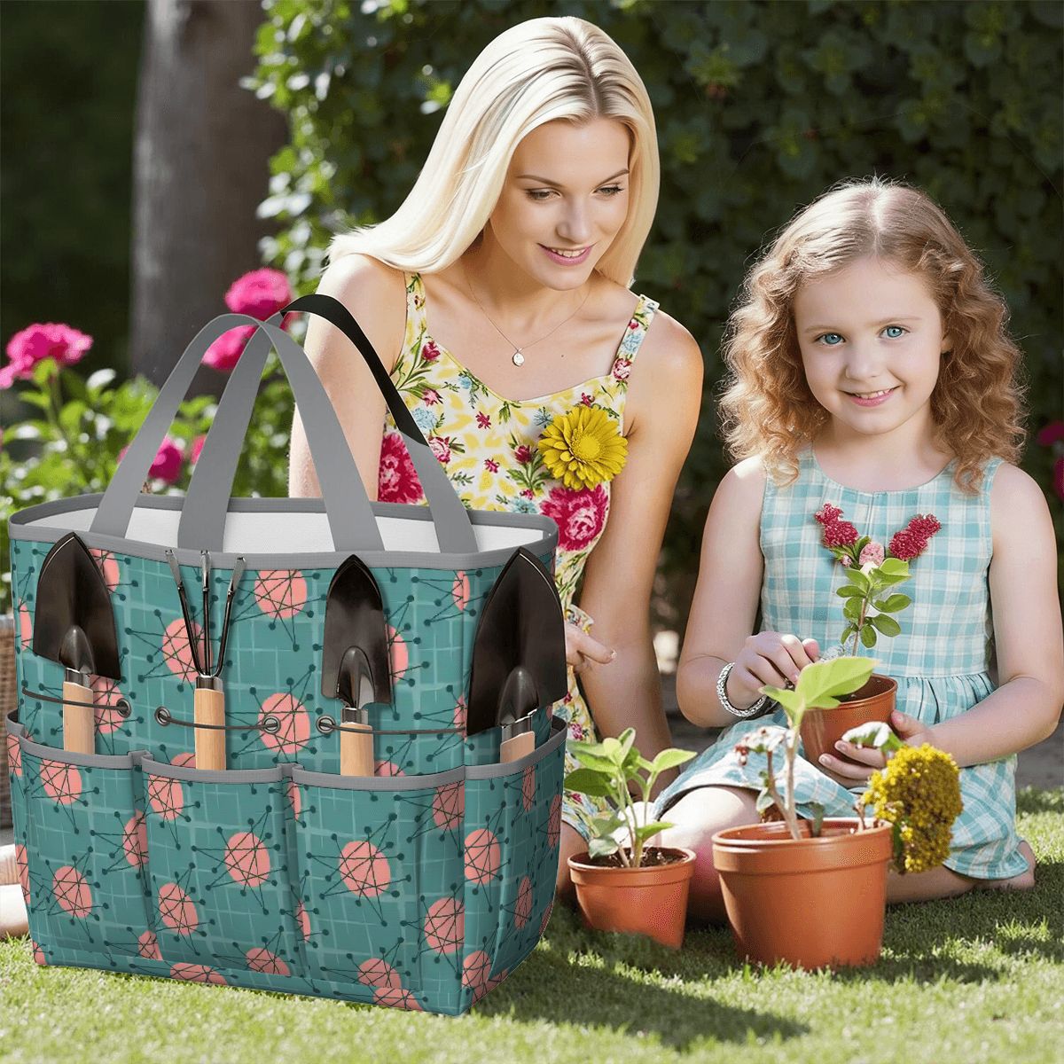 Kate McEnroe New York Atomic Starburst Teal Mid Century Modern Garden Tool BagGarden Tool BaguVS0pyVAZ8