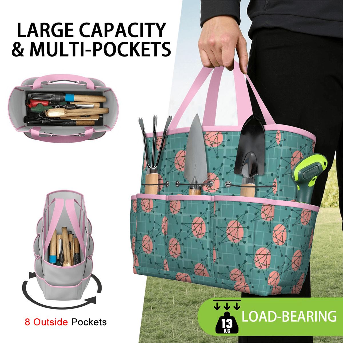 Kate McEnroe New York Atomic Starburst Teal Mid Century Modern Garden Tool BagGarden Tool BaguVS0pyVAZ8