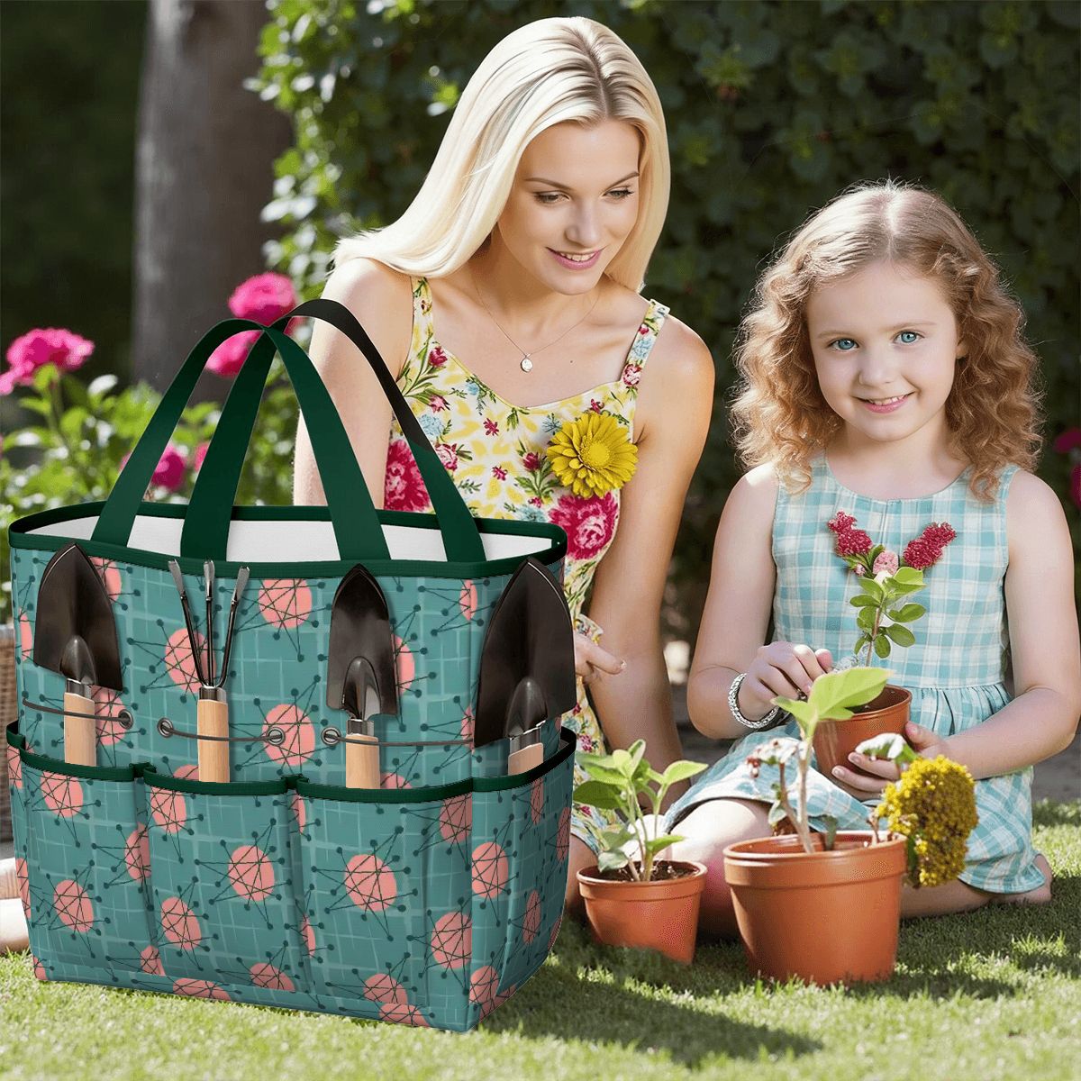 Kate McEnroe New York Atomic Starburst Teal Mid Century Modern Garden Tool BagGarden Tool BaguVS0pyVAZ8