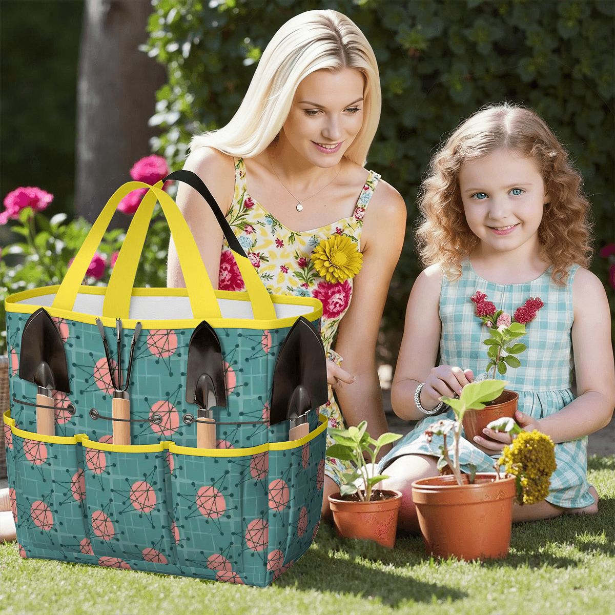 Kate McEnroe New York Atomic Starburst Teal Mid Century Modern Garden Tool BagGarden Tool BaguVS0pyVAZ8