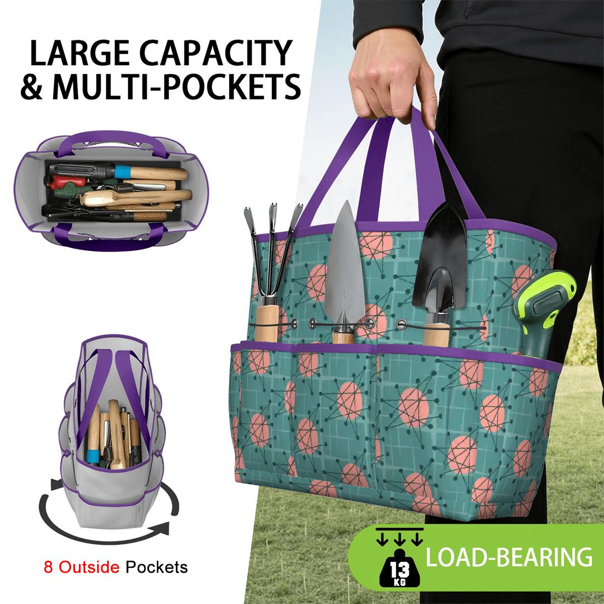 Kate McEnroe New York Atomic Starburst Teal Mid Century Modern Garden Tool BagGarden Tool BaguVS0pyVAZ8