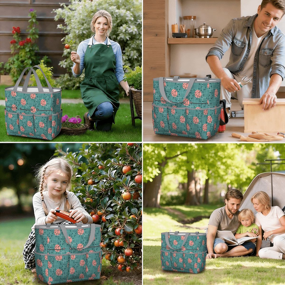 Kate McEnroe New York Atomic Starburst Teal Mid Century Modern Garden Tool BagGarden Tool BaguVS0pyVAZ8