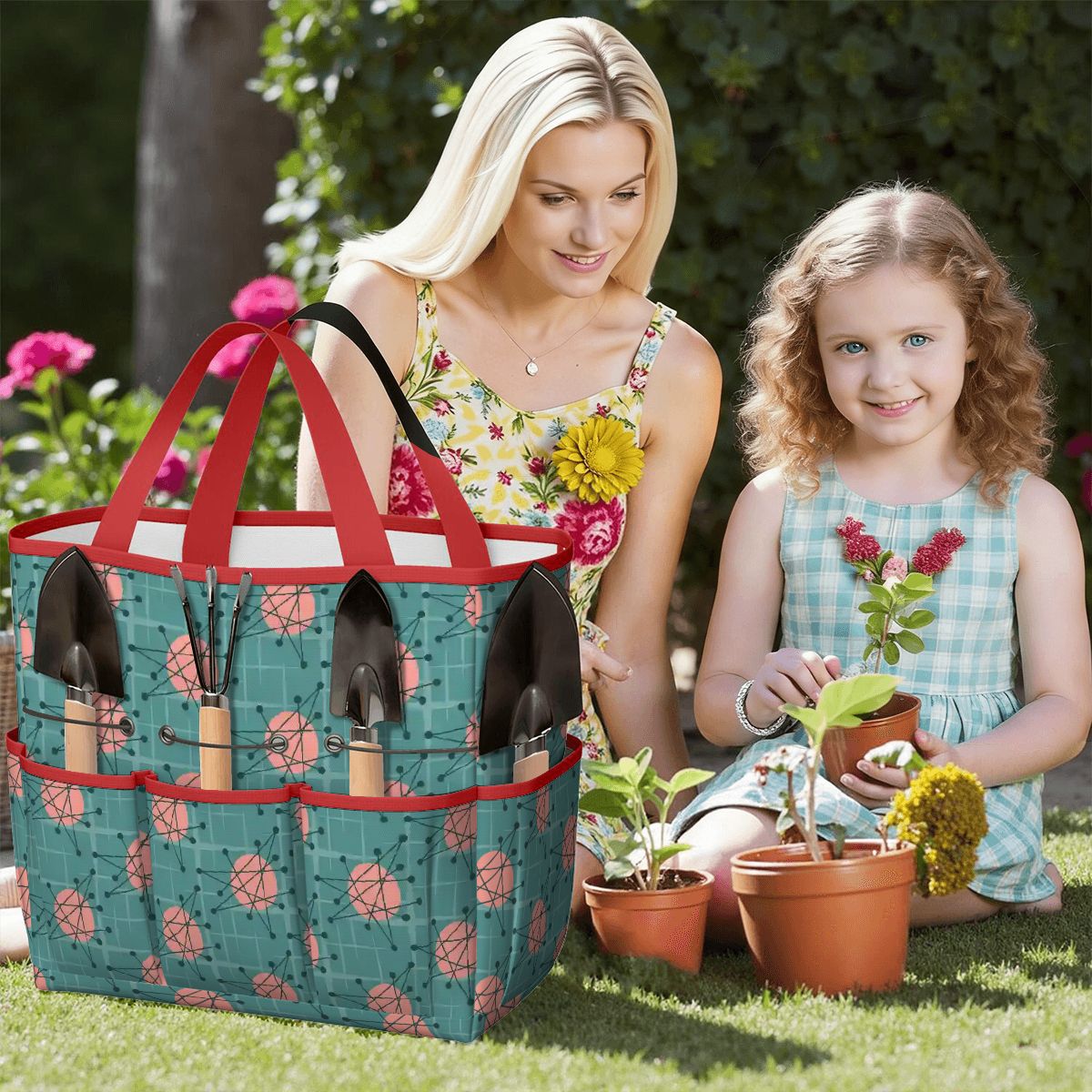 Kate McEnroe New York Atomic Starburst Teal Mid Century Modern Garden Tool BagGarden Tool BaguVS0pyVAZ8