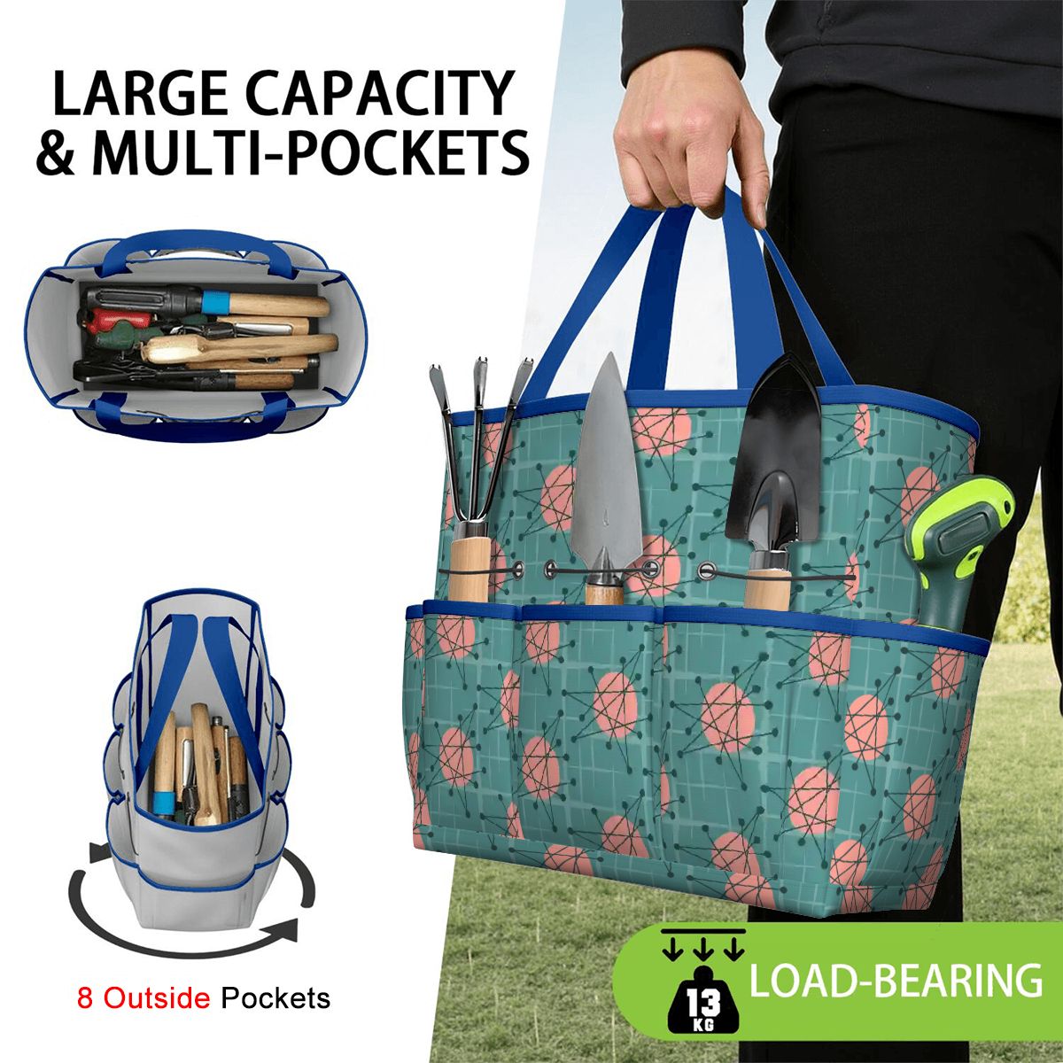 Kate McEnroe New York Atomic Starburst Teal Mid Century Modern Garden Tool BagGarden Tool BaguVS0pyVAZ8