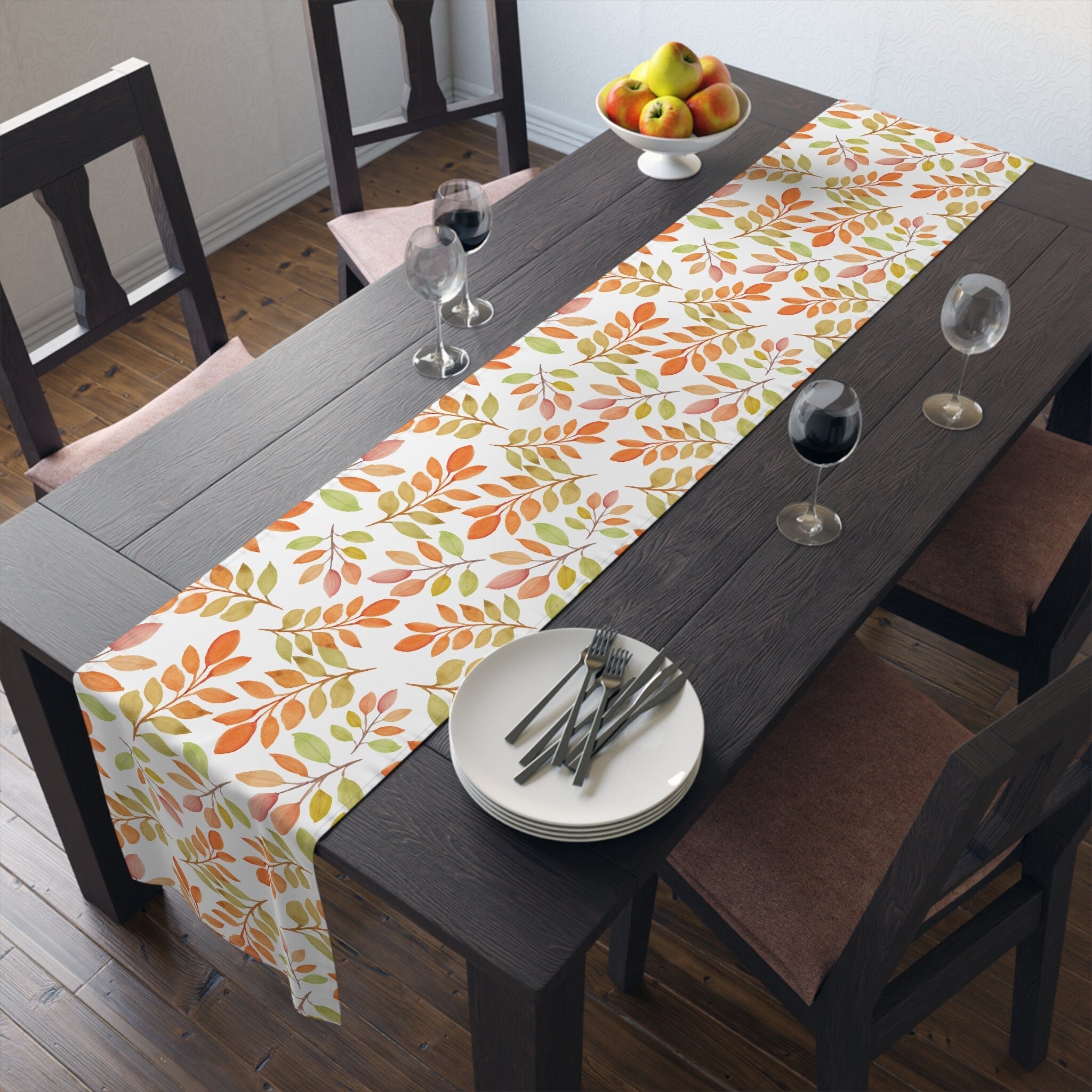 Kate McEnroe New York Autumn Leaves Table Runner, Country Farmhouse Fall Harvest Dining Table DecorationTable Runners54890201543028312672