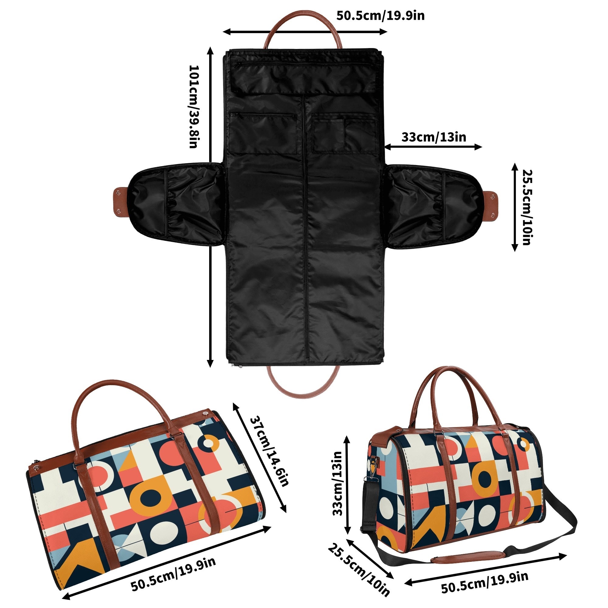 Kate McEnroe New York Bauhaus Geometric Duffel Bag, Mid Century Modern Abstract Travel Weekender, Retro Mod Carry - OnDuffel BagsNVO2OLPY - 1
