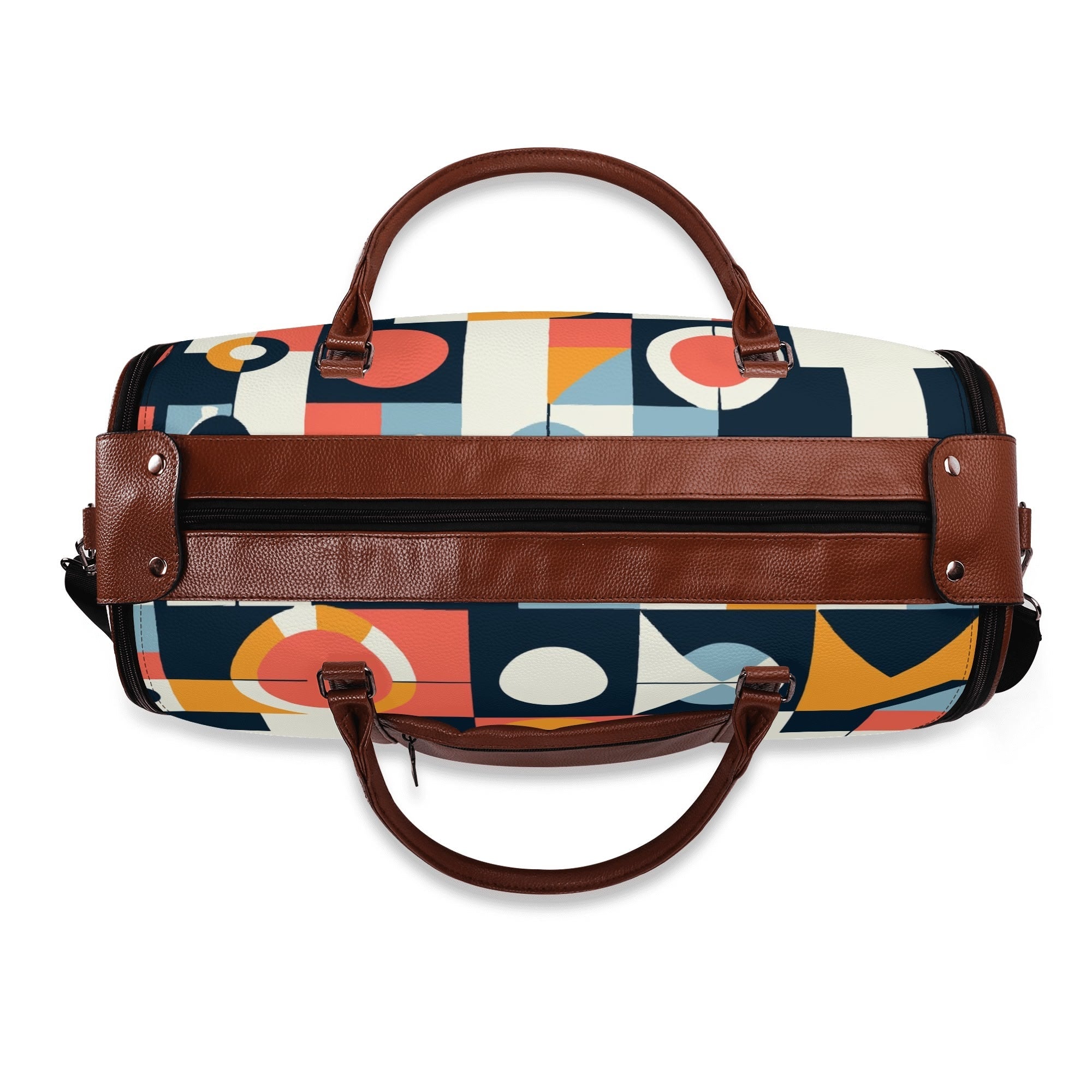 Kate McEnroe New York Bauhaus Geometric Duffel Bag, Mid Century Modern Abstract Travel Weekender, Retro Mod Carry - OnDuffel BagsNVO2OLPY - 1