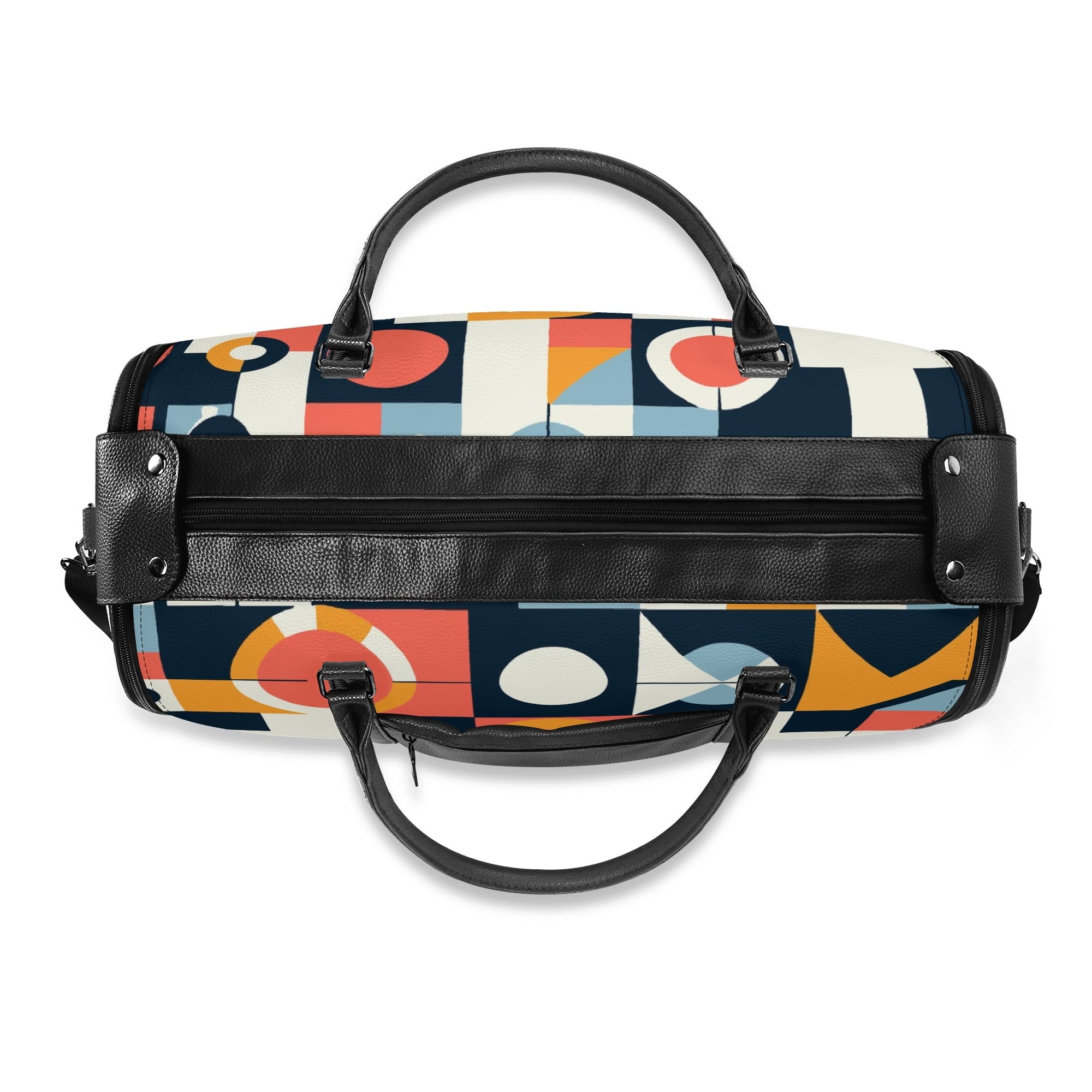 Kate McEnroe New York Bauhaus Geometric Duffel Bag, Mid Century Modern Abstract Travel Weekender, Retro Mod Carry - OnDuffel BagsNVO2OLPY - 2