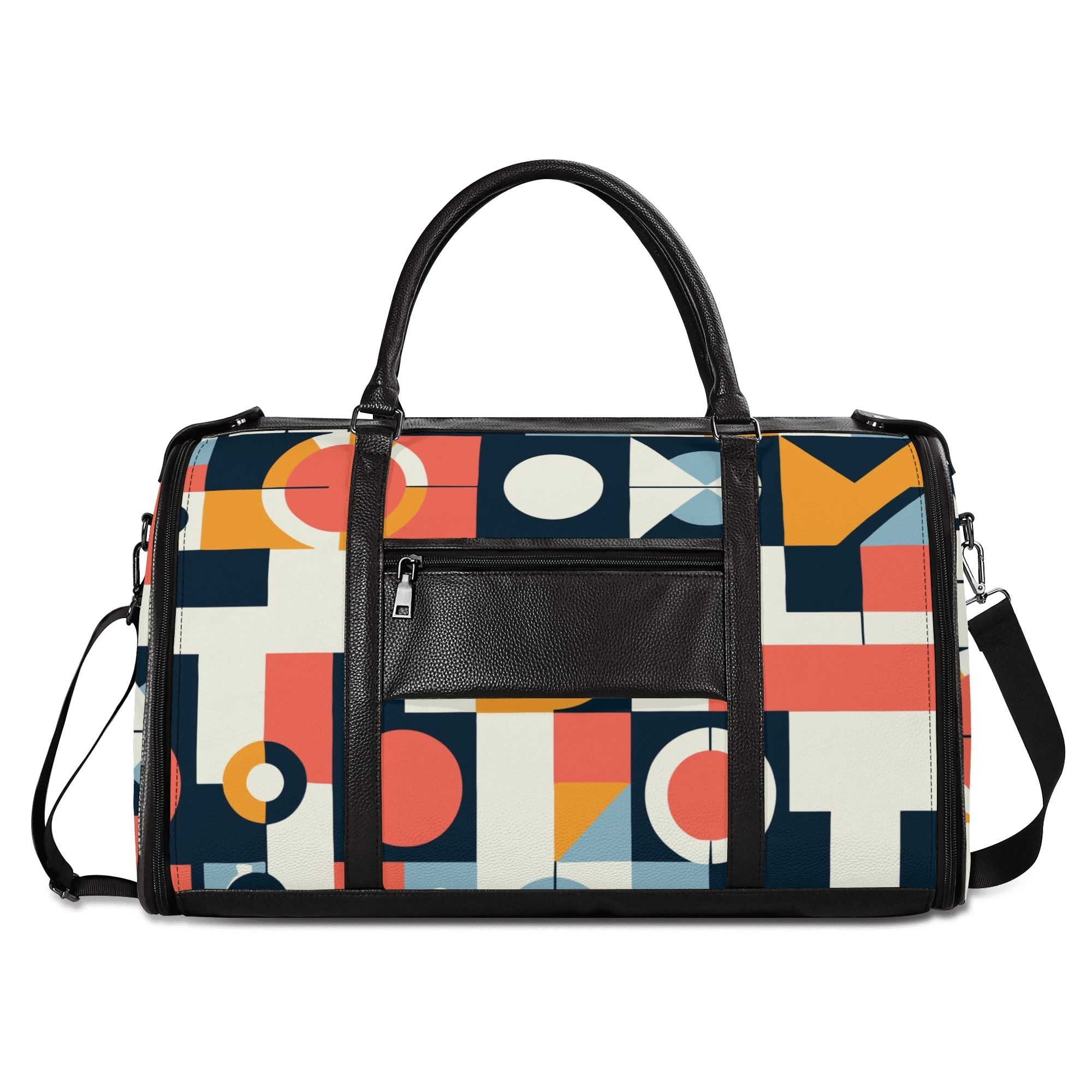 Kate McEnroe New York Bauhaus Geometric Duffel Bag, Mid Century Modern Abstract Travel Weekender, Retro Mod Carry - OnDuffel BagsNVO2OLPY - 2