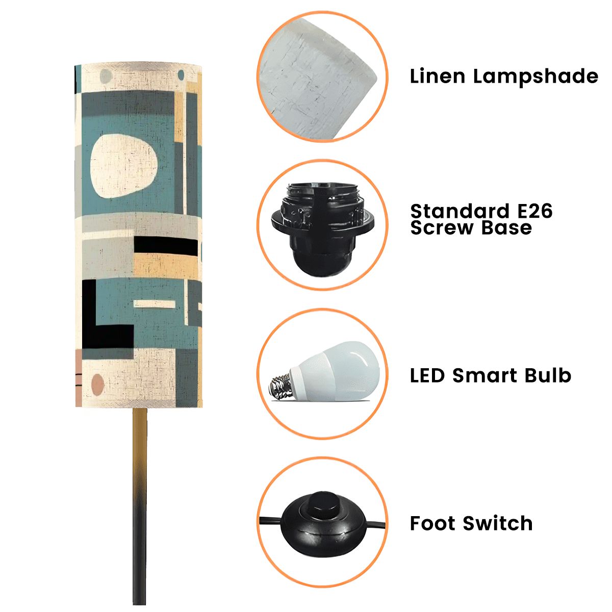 Kate McEnroe New York Bauhaus Mid Century Modern Floor Lamp, Retro Abstract Standing Light 50s Tall AccentFloor LampsBmyRwWgZUj