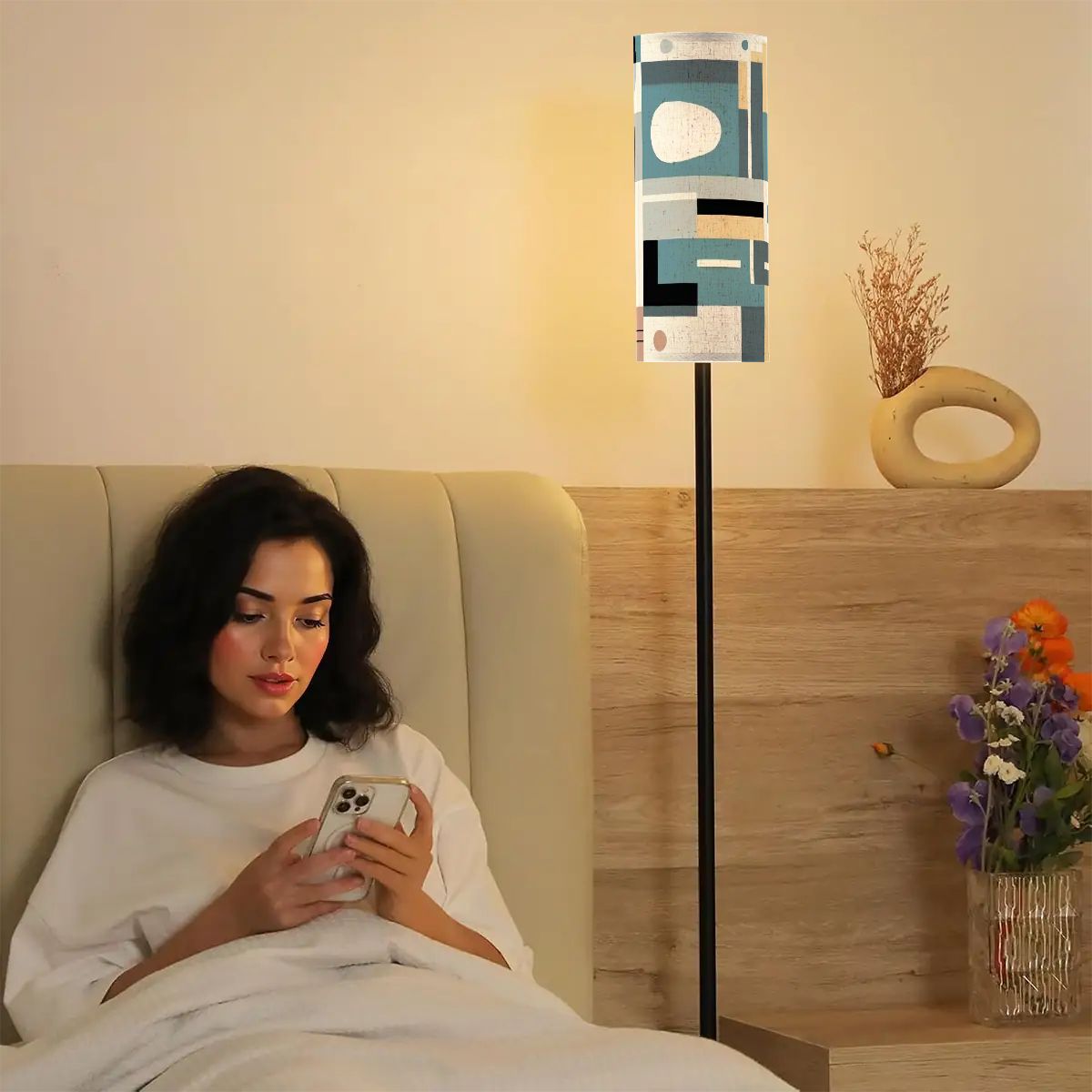 Kate McEnroe New York Bauhaus Mid Century Modern Floor Lamp, Retro Abstract Standing Light 50s Tall AccentFloor LampsBmyRwWgZUj