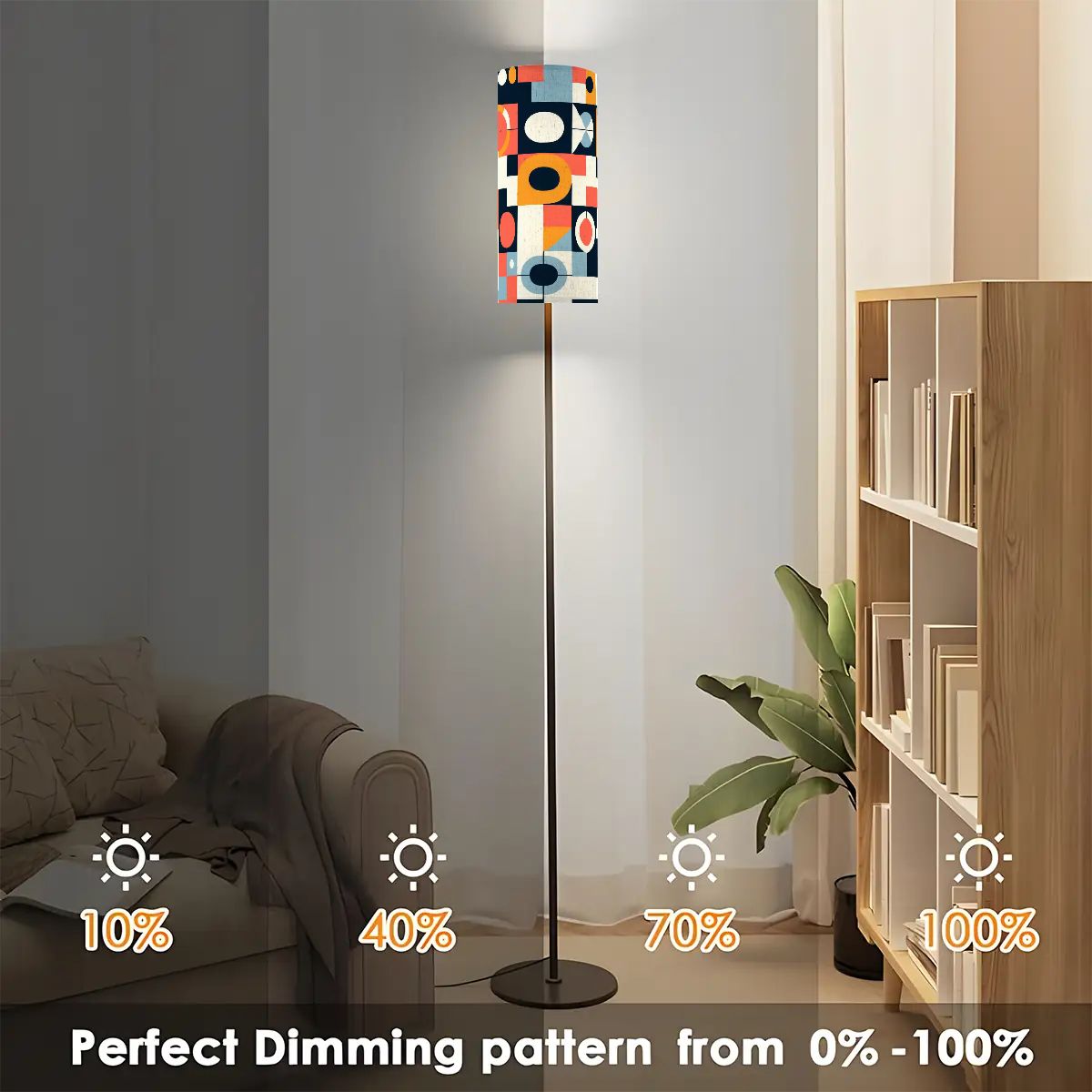 Kate McEnroe New York Bauhaus Tall Floor Lamp, Mid Century Modern Geometric Abstract Standing Light, Retro Art Style LightingTall Floor LampsQeRfs2ezkJ