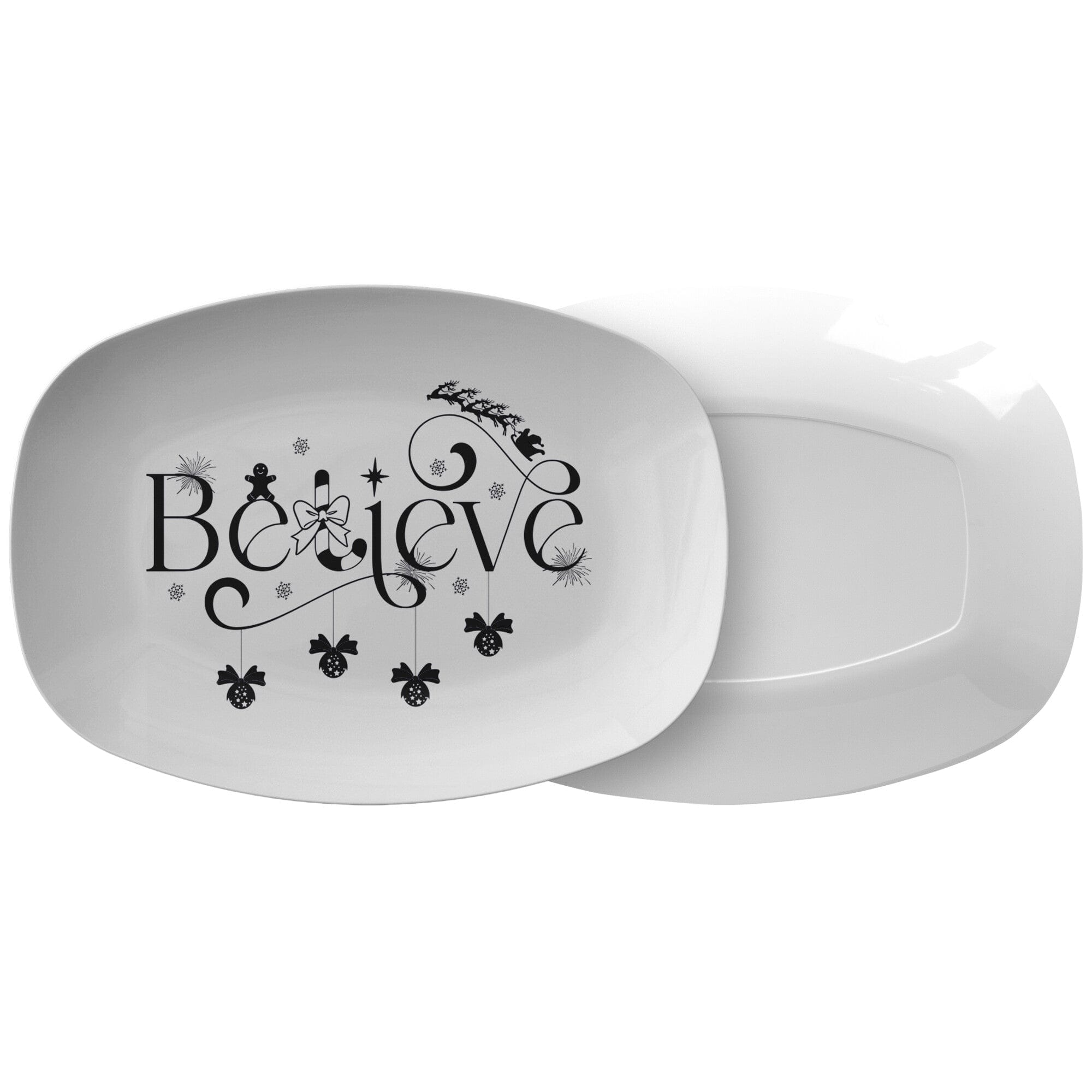 Kate McEnroe New York Believe Christmas Serving Platter B&WServing Platters9727