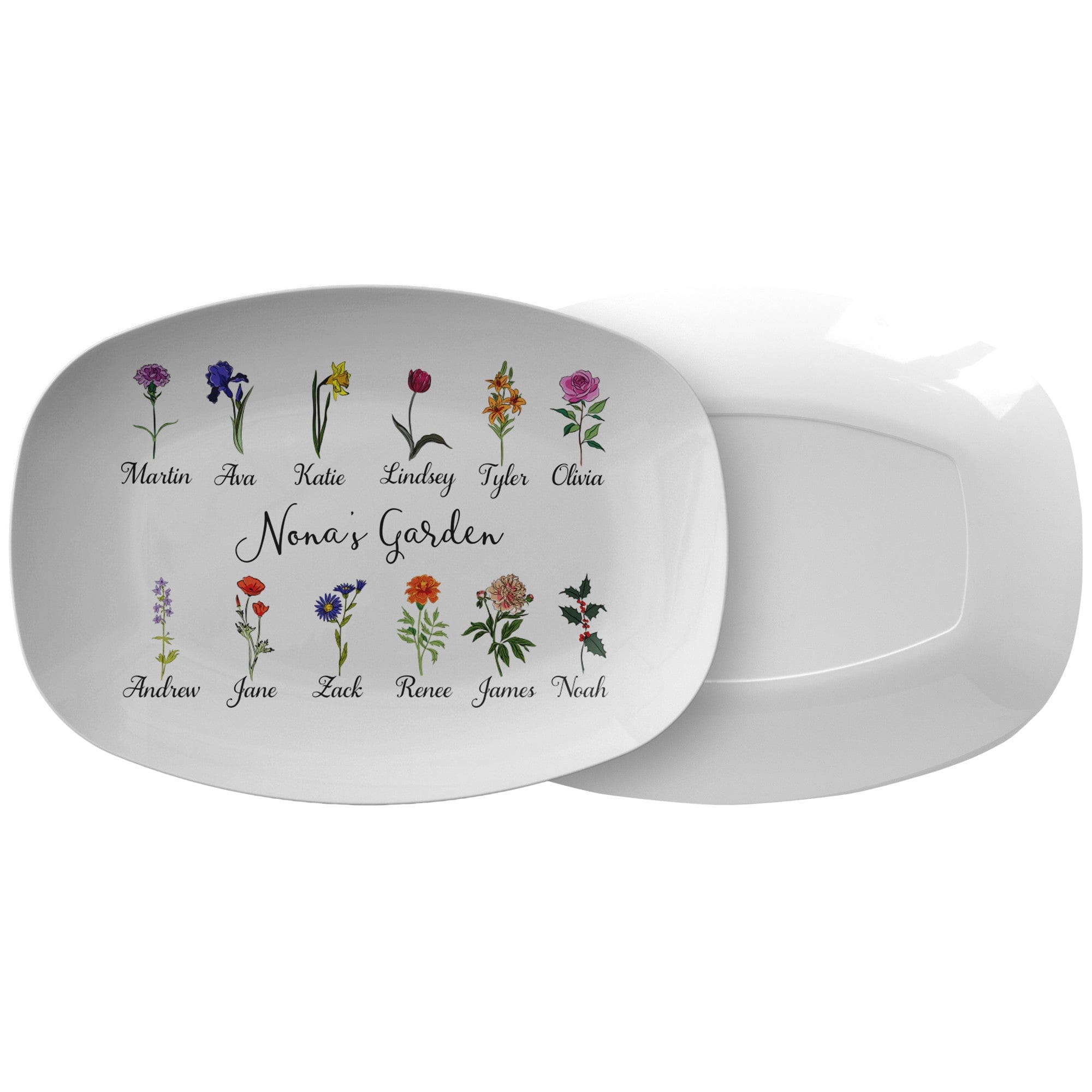 Kate McEnroe New York Birth Month Flower Family Platter PersonalizedServing PlattersPP1 - BIR - FLO - 68