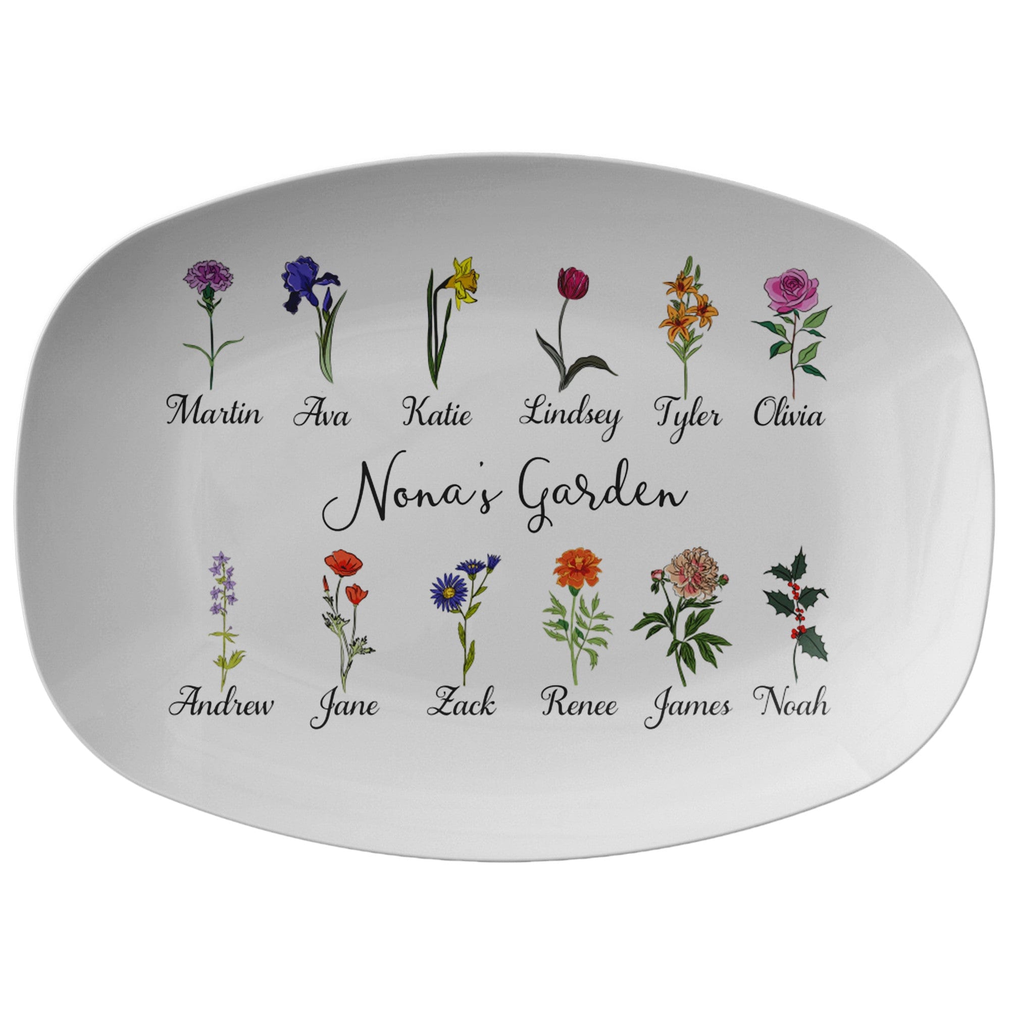 Kate McEnroe New York Birth Month Flower Family Platter PersonalizedServing PlattersPP1 - BIR - FLO - 68