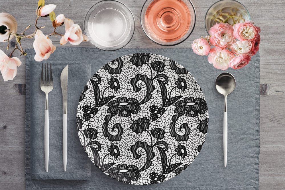 Kate McEnroe New York Black and White Lace Dinner PlatesPlates9820SINGLE