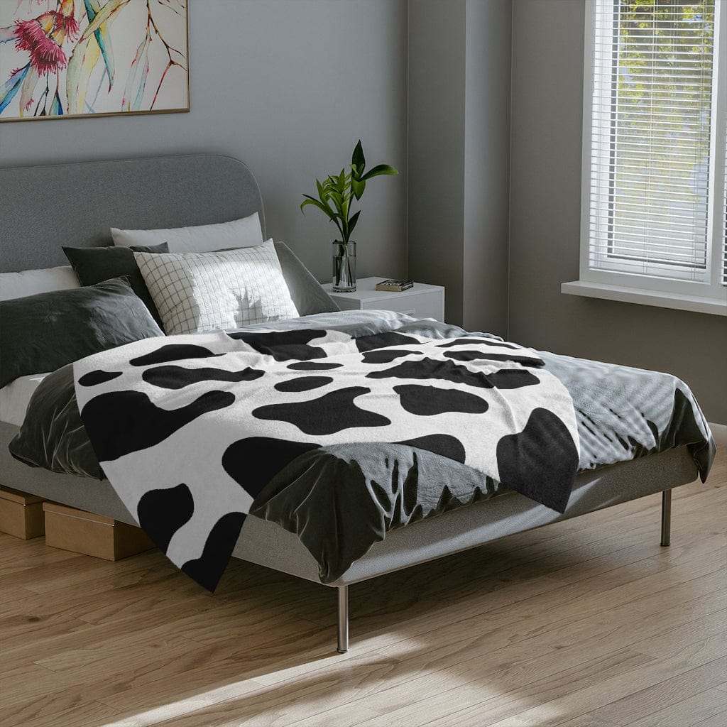 Kate McEnroe New York Black & White Cow Print Velveteen Minky BlanketBlankets13036190633957890419