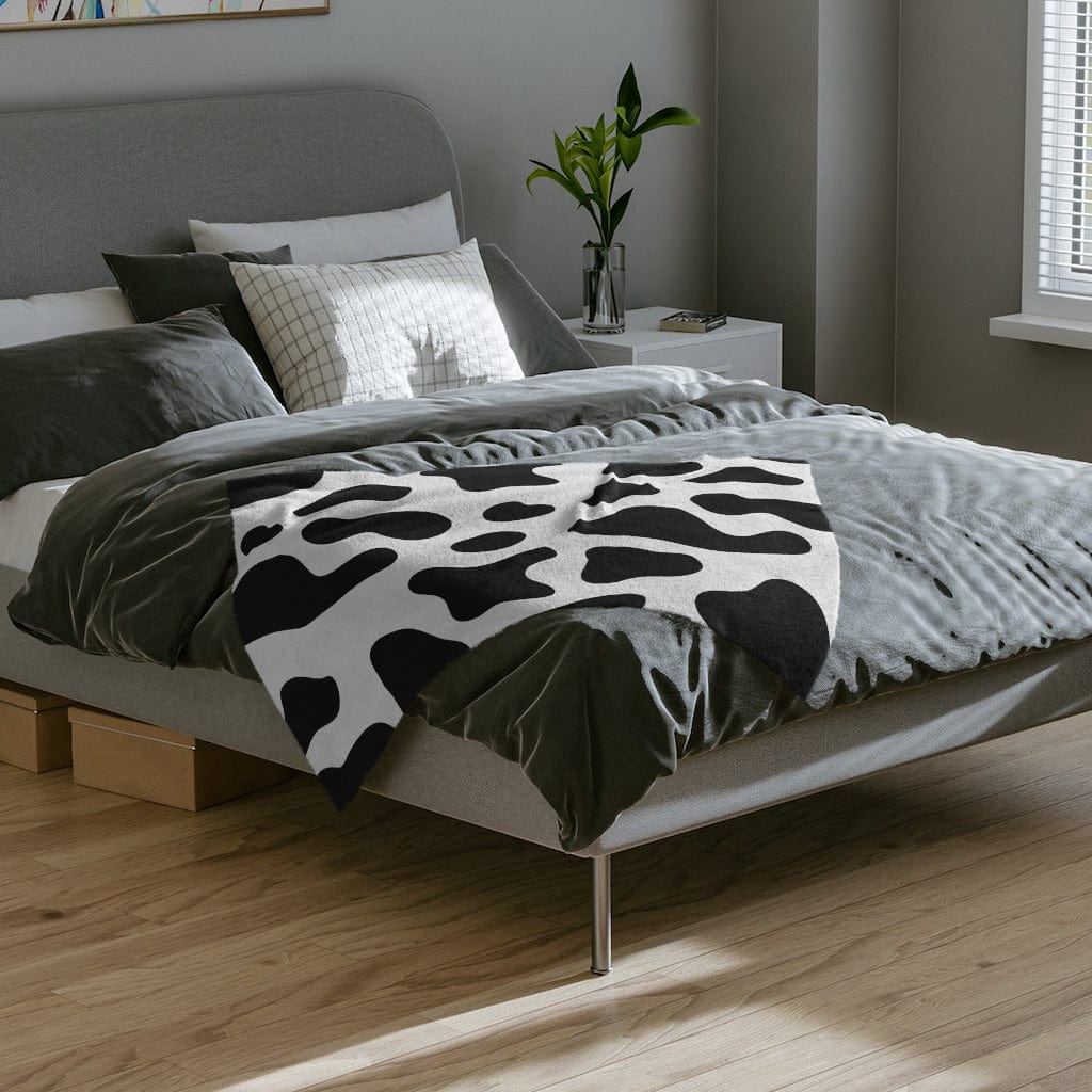 Kate McEnroe New York Black & White Cow Print Velveteen Minky BlanketBlankets70664660950884041150
