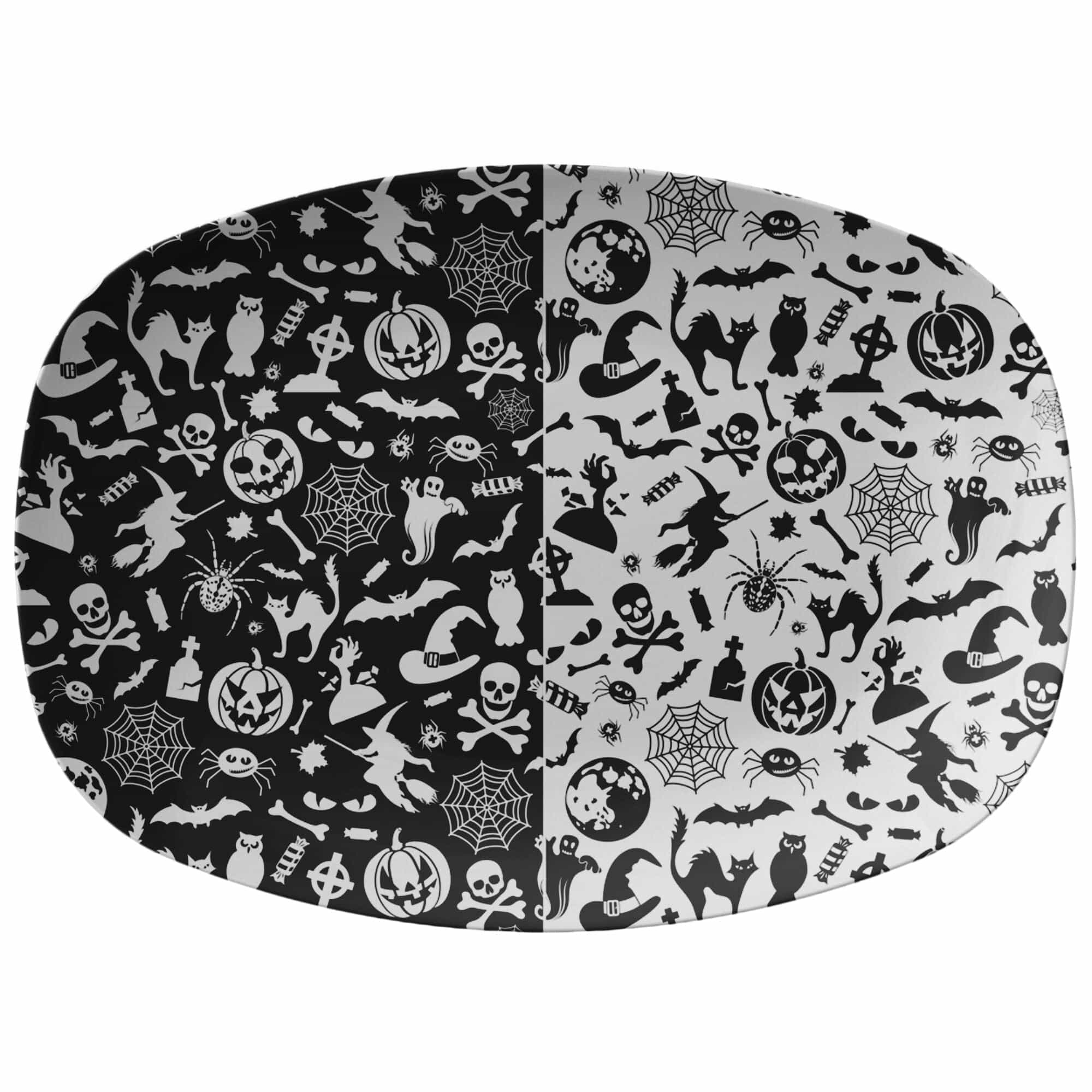 Kate McEnroe New York Black & White Half Halloween Characters PlatterServing Platters9727