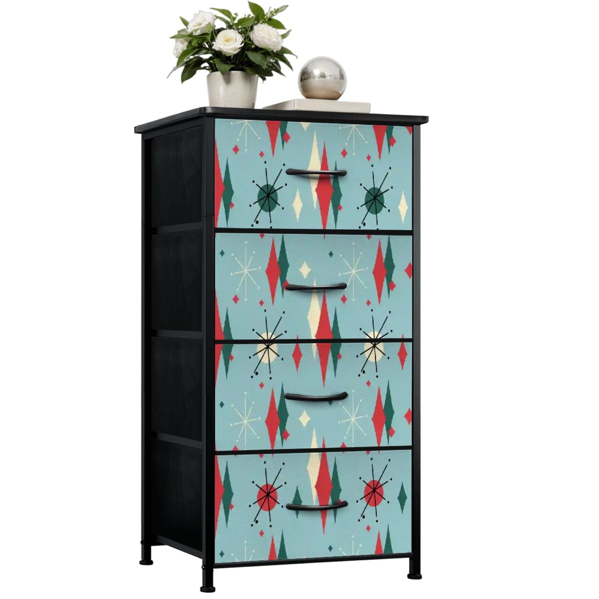 Kate McEnroe New York Blue Franciscan Starburst Mid Century Modern Retro 4 Drawer DresserDressersxC5Euz8cMm