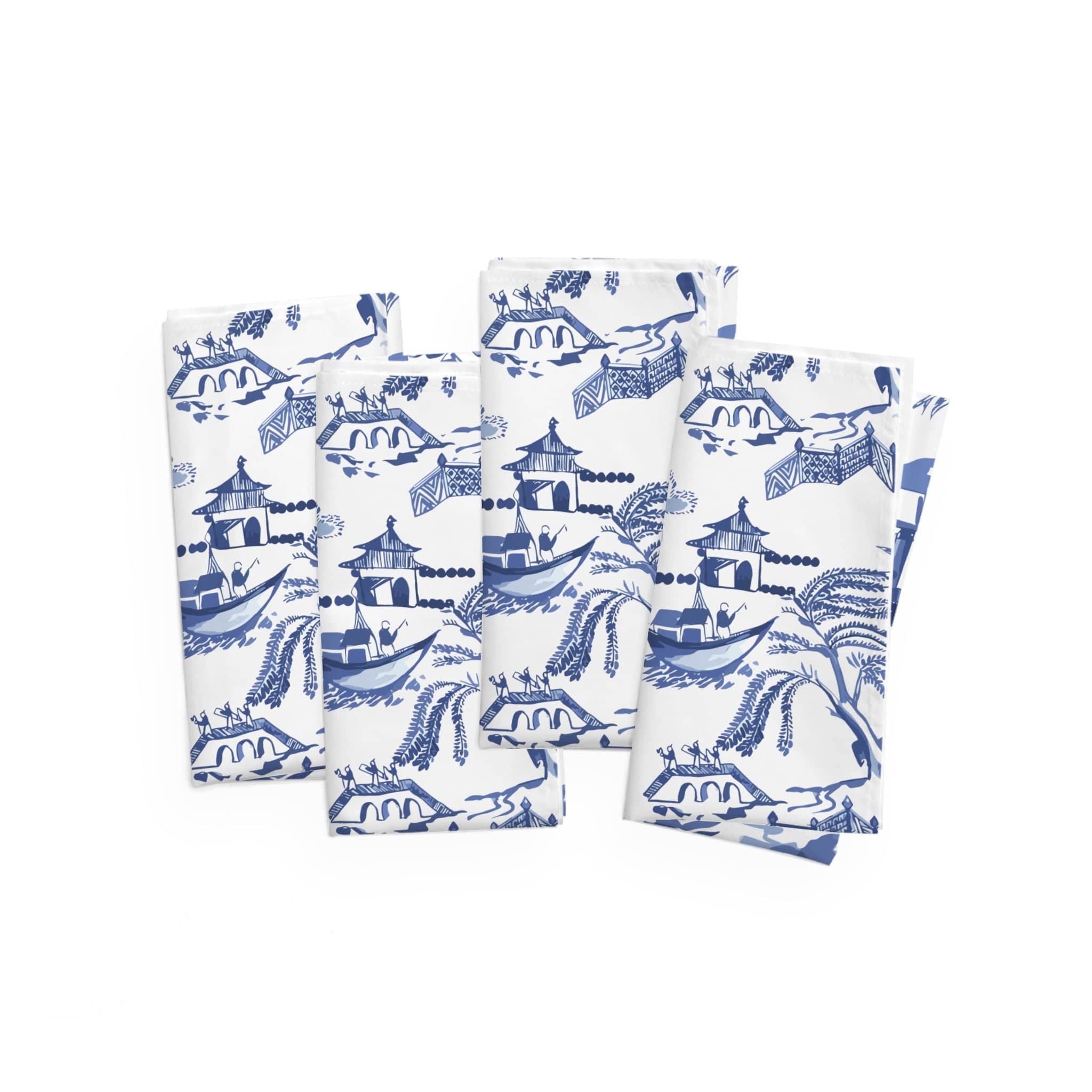 Kate McEnroe New York Blue Willow Chinoiserie Cloth Dinner Napkins, Set of 4, Classic Blue and White Table Linens, Oriental Dining Decor Napkins 4-piece set / 19&quot; × 19&quot; 20595164378749888097