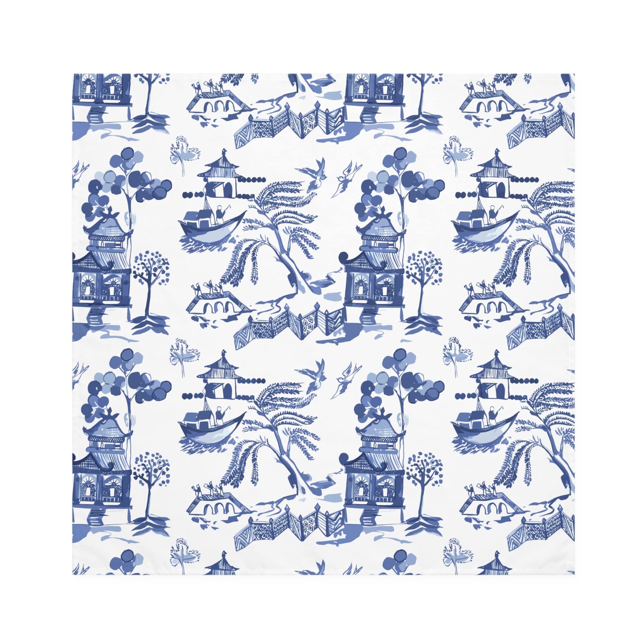 Kate McEnroe New York Blue Willow Chinoiserie Cloth Dinner Napkins, Set of 4, Classic Blue and White Table Linens, Oriental Dining Decor Napkins 4-piece set / 19&quot; × 19&quot; 20595164378749888097
