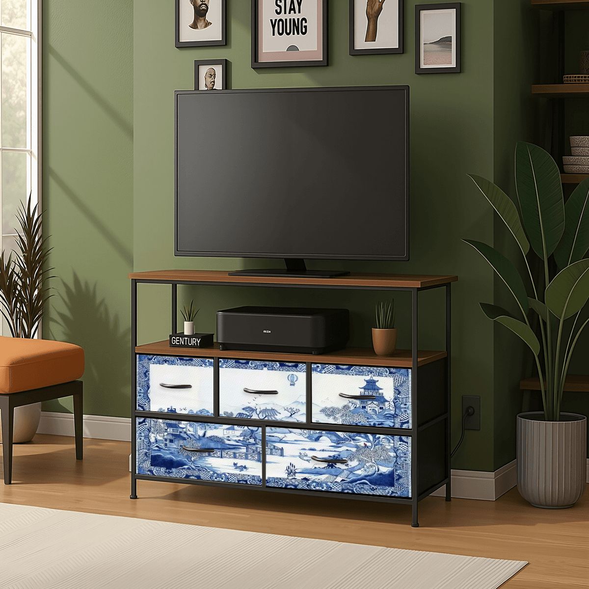 Kate McEnroe New York Blue Willow Chinoiserie TV Stand Dresser Media Console StorageTV StandsrIPmpEFO4N
