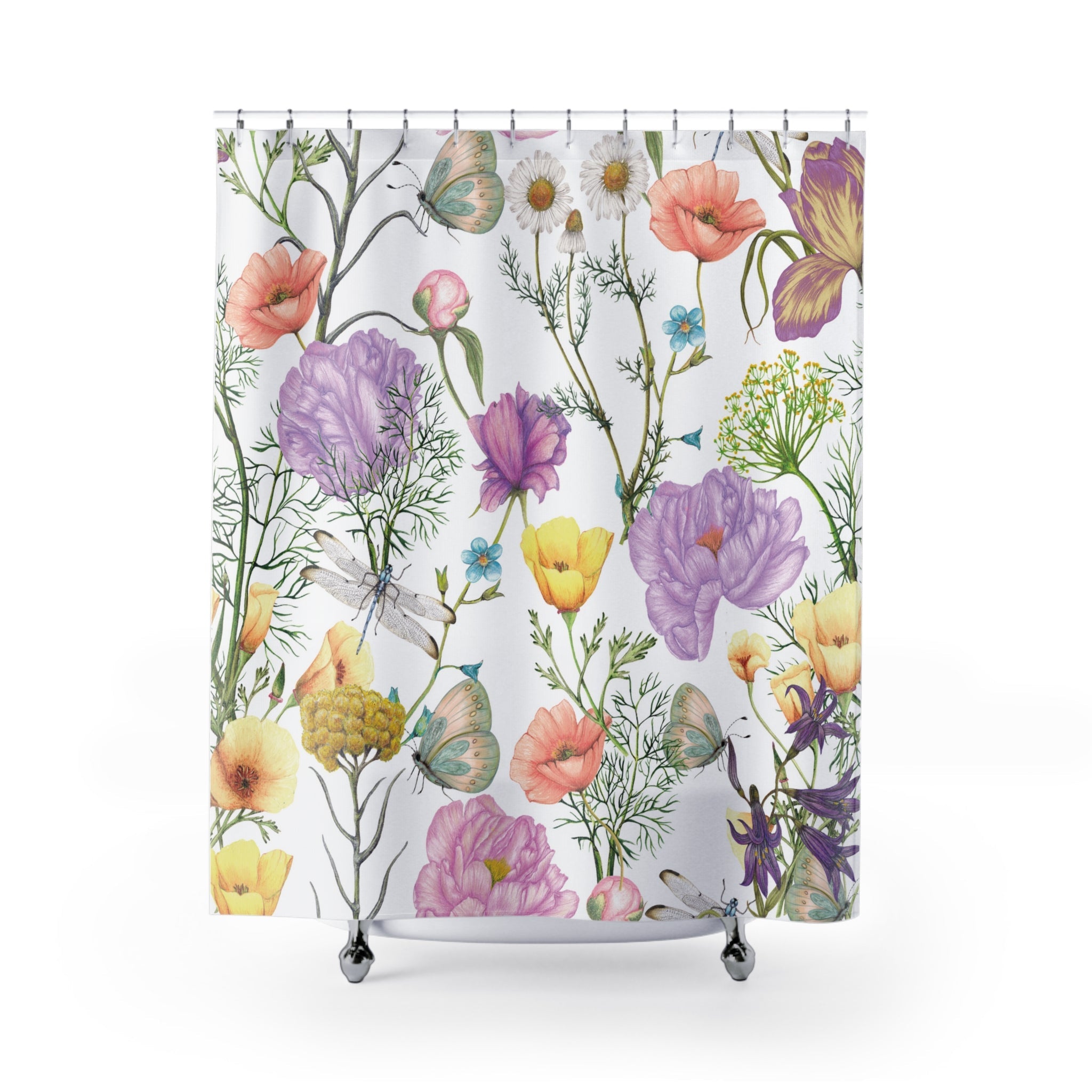 Kate McEnroe New York Bohemian Floral Butterfly and Dragonfly Shower CurtainShower Curtains3549444206