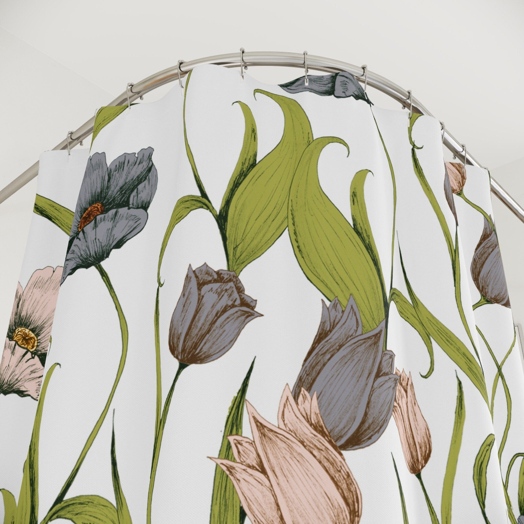 Kate McEnroe New York Boho Floral Shower Curtains, Bohemian Vintage Botanical Bathroom Curtains, Vintage Wildflowers Bath Decor, Waterproof Fabric Shower CurtainShower CurtainsS40 - BOT - WIL - 7X7G