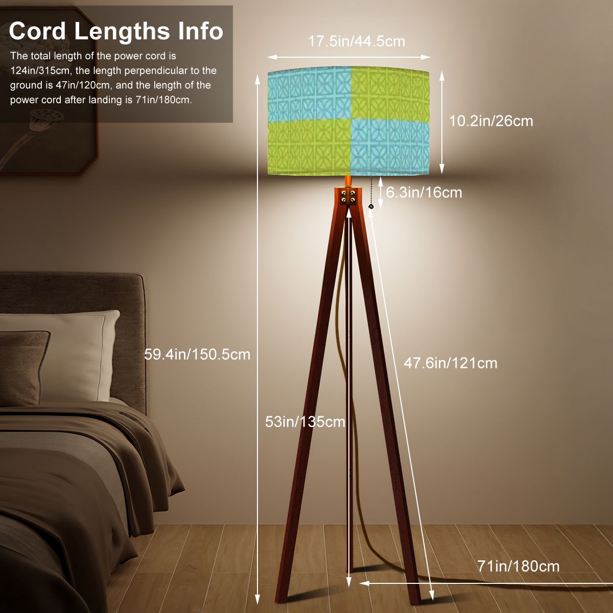 Kate McEnroe New York Breeze Block Tripod Floor Lamp, Mid Century Modern Teal Green Patchwork LightingFloor Lamps35mYDl20ts