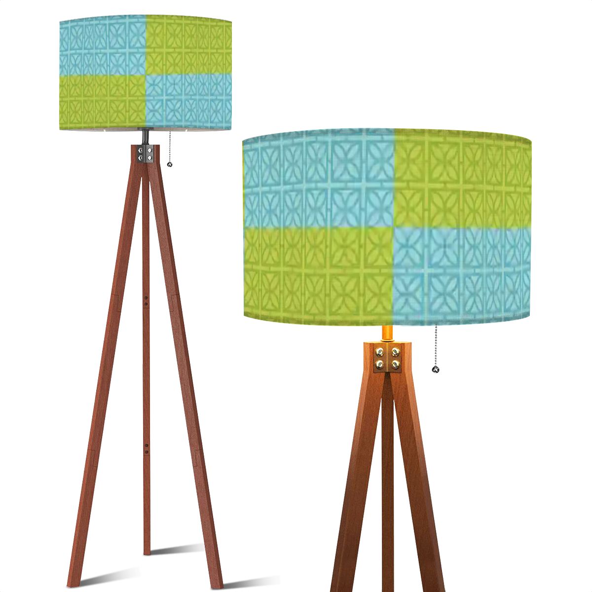 Kate McEnroe New York Breeze Block Tripod Floor Lamp, Mid Century Modern Teal Green Patchwork LightingFloor Lamps35mYDl20ts