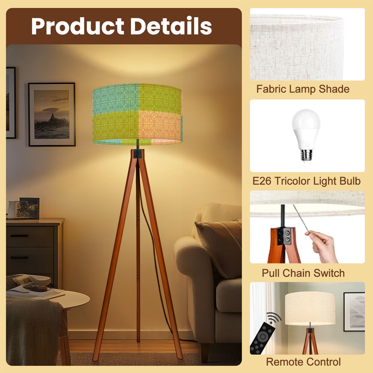 Kate McEnroe New York Breeze Block Tripod Floor Lamp, Retro Mid Century Patchwork Teal Green LightingFloor LampsfftkFWXmUO