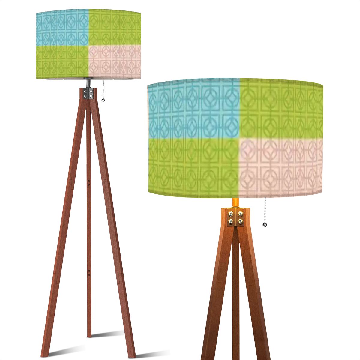 Kate McEnroe New York Breeze Block Tripod Floor Lamp, Retro Mid Century Patchwork Teal Green LightingFloor LampsfftkFWXmUO