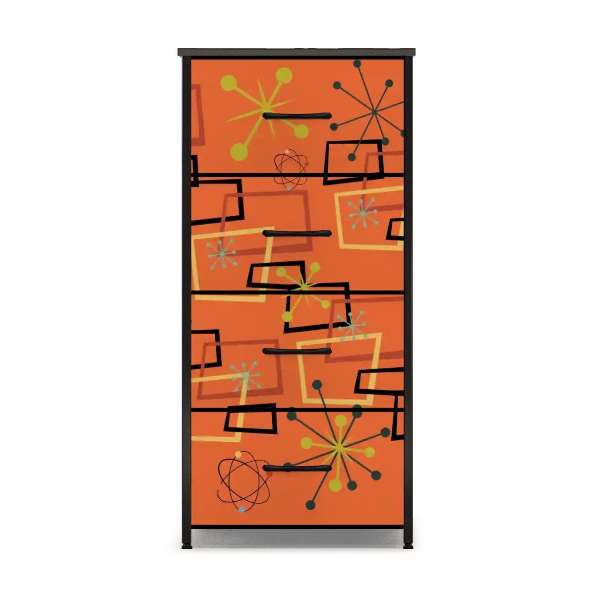 Kate McEnroe New York Burnt Orange Geometric Starburst Retro Mid Century Modern 4 Drawer DresserDressersrs4ZS7KH3d
