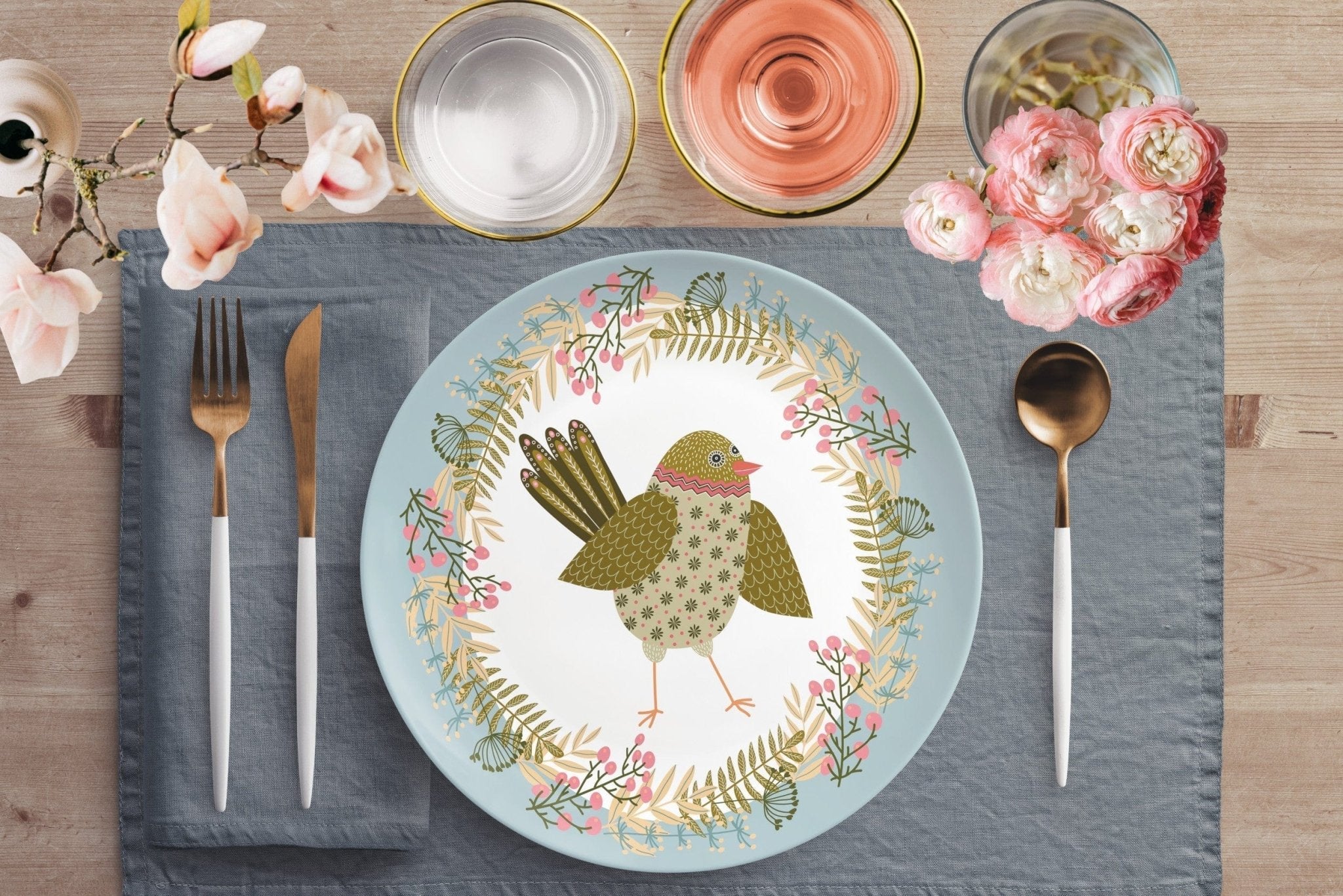 Kate McEnroe New York Chinese Folklore Floral Bird Dinner PlatesPlates9820SINGLE