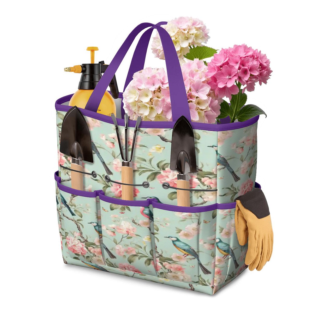 Kate McEnroe New York Chinoiserie Bird and Peony Garden Tool BagGarden Tool Bag6mQsnzr9uA