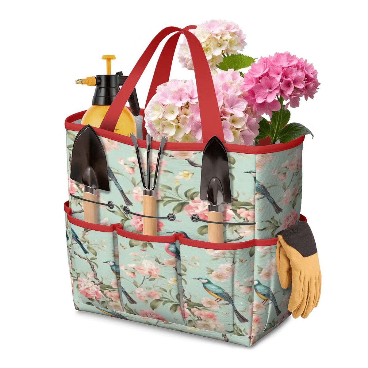 Kate McEnroe New York Chinoiserie Bird and Peony Garden Tool BagGarden Tool BagbkpObnLDjo