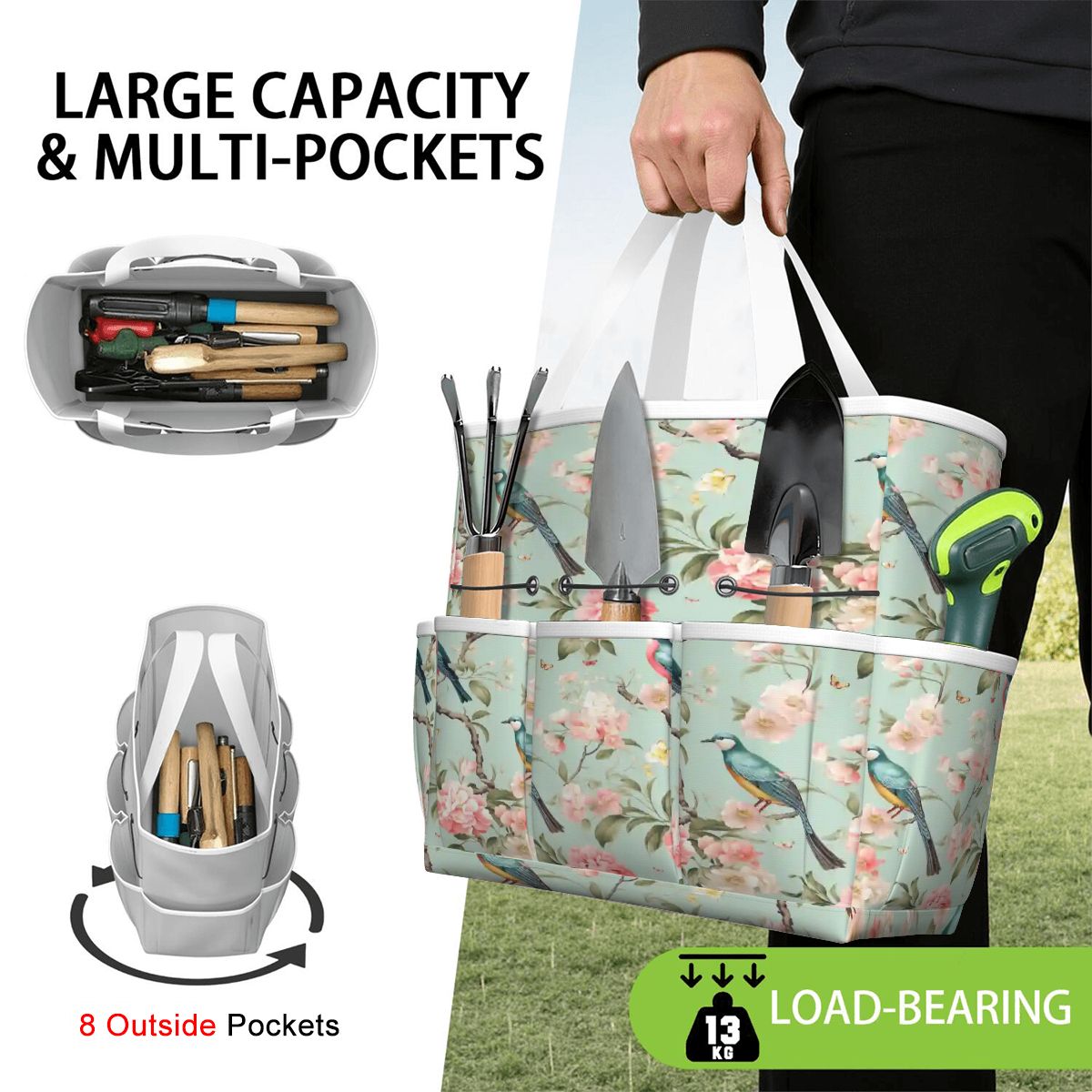 Kate McEnroe New York Chinoiserie Bird and Peony Garden Tool BagGarden Tool Bagw3jDvANHsK