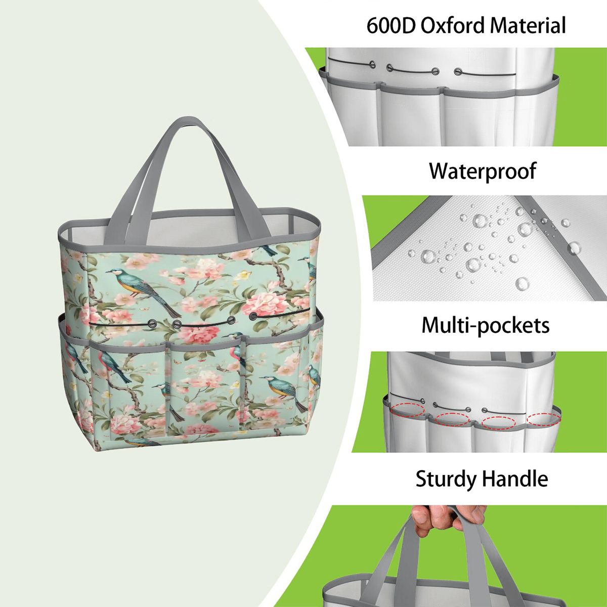 Kate McEnroe New York Chinoiserie Bird and Peony Garden Tool BagGarden Tool Bagw3jDvANHsK