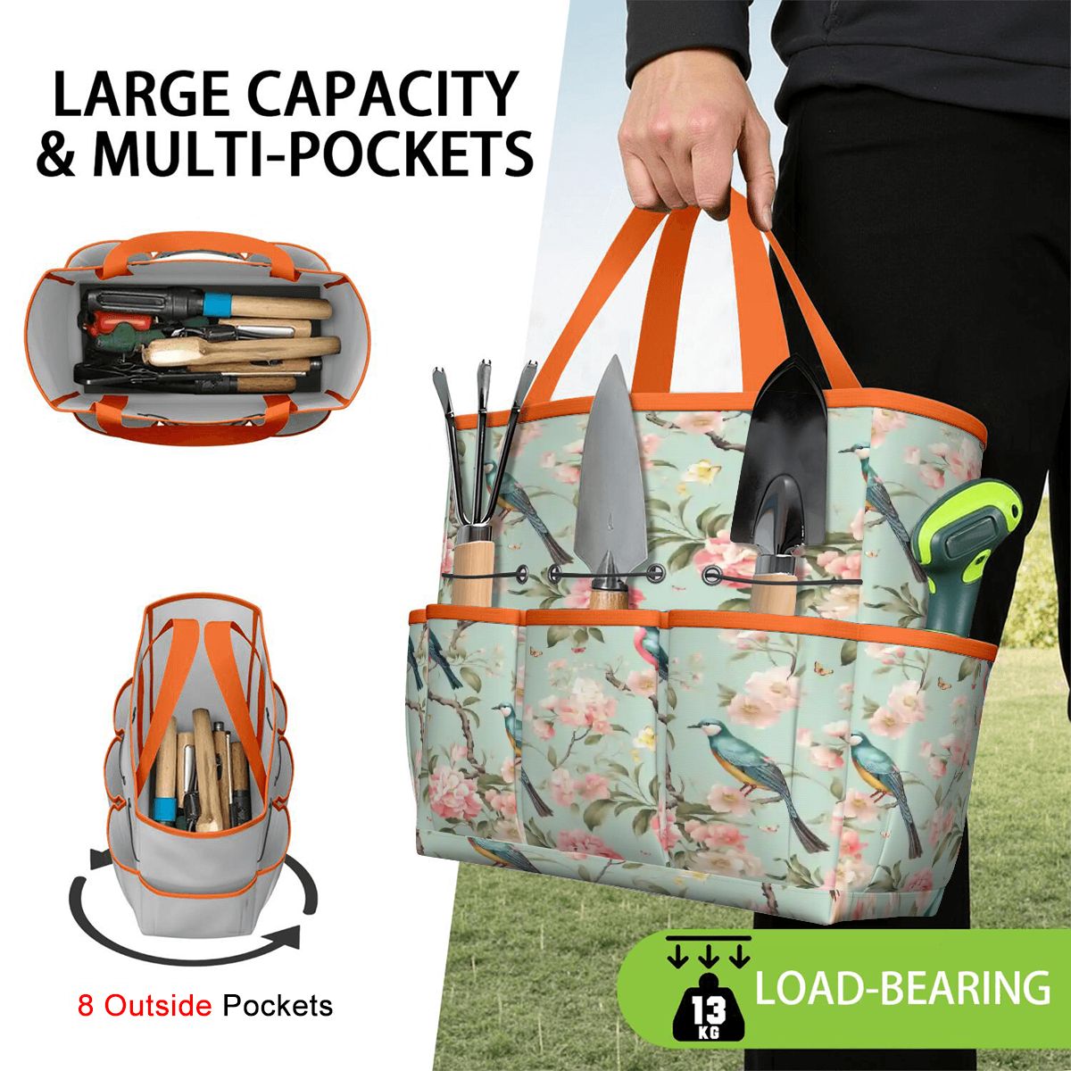 Kate McEnroe New York Chinoiserie Bird and Peony Garden Tool BagGarden Tool Bagw3jDvANHsK
