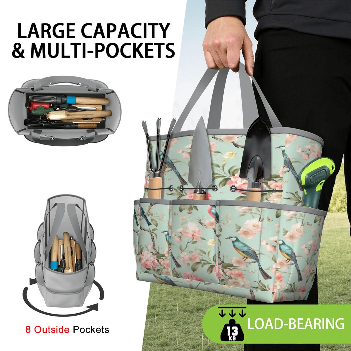 Kate McEnroe New York Chinoiserie Bird and Peony Garden Tool BagGarden Tool Bagw3jDvANHsK